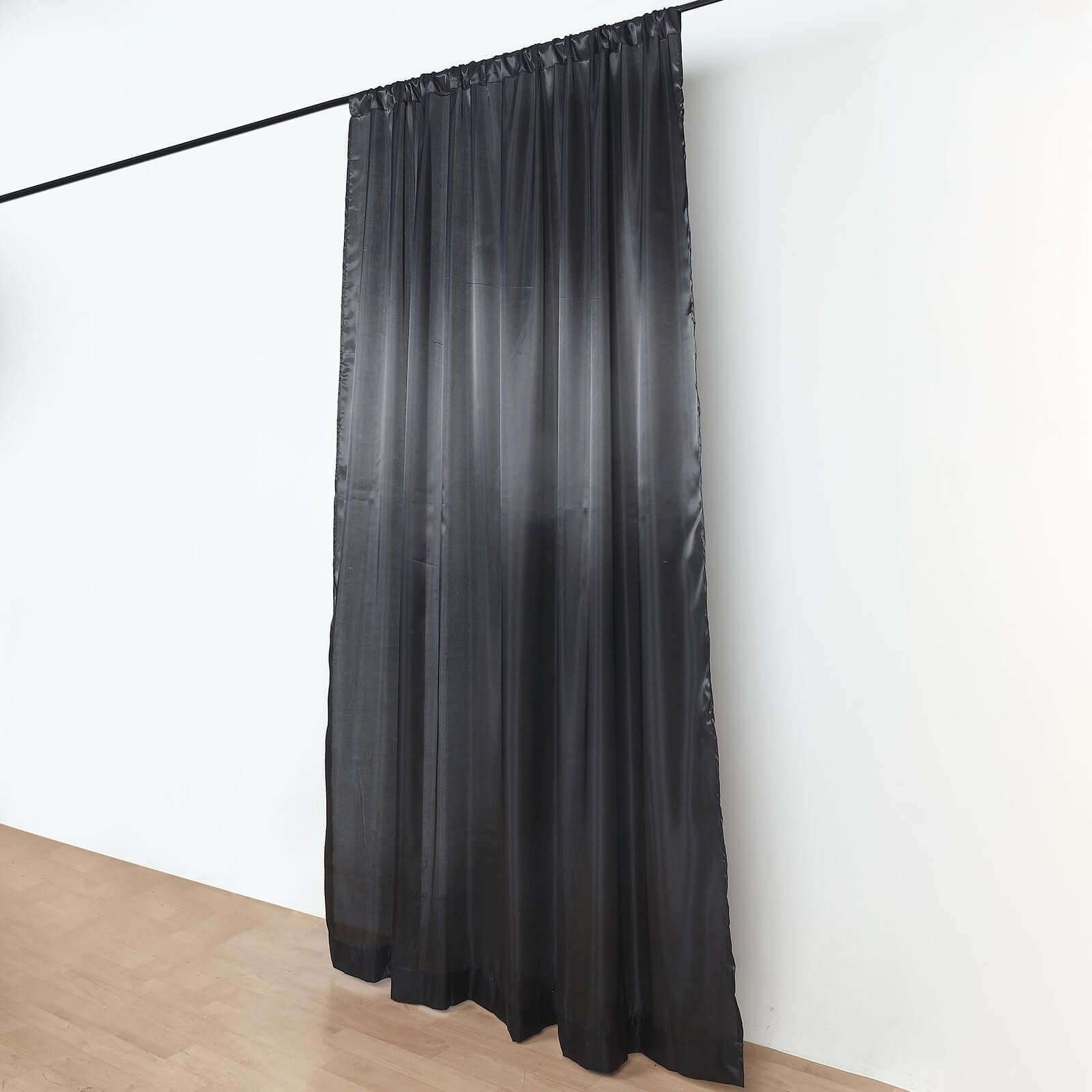 10ft x 8ft Black Satin Seamless Event Drapes for Backdrop Panels