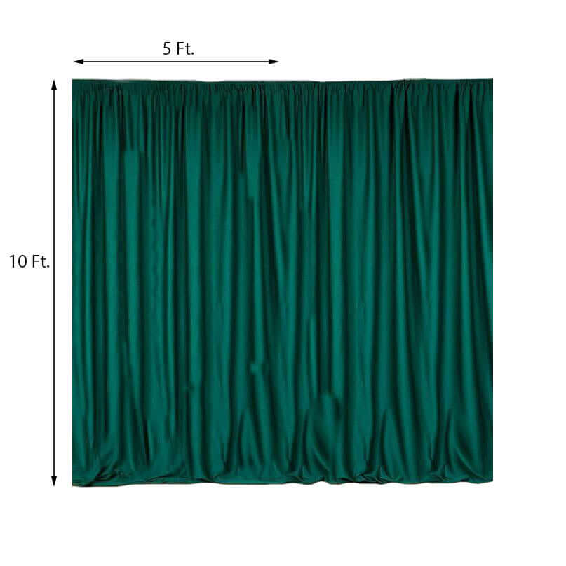 2-Pack Hunter Emerald Green Scuba Polyester Event Curtains - 10ftx10ft, Durable, Flame Resistant & Wrinkle Free!