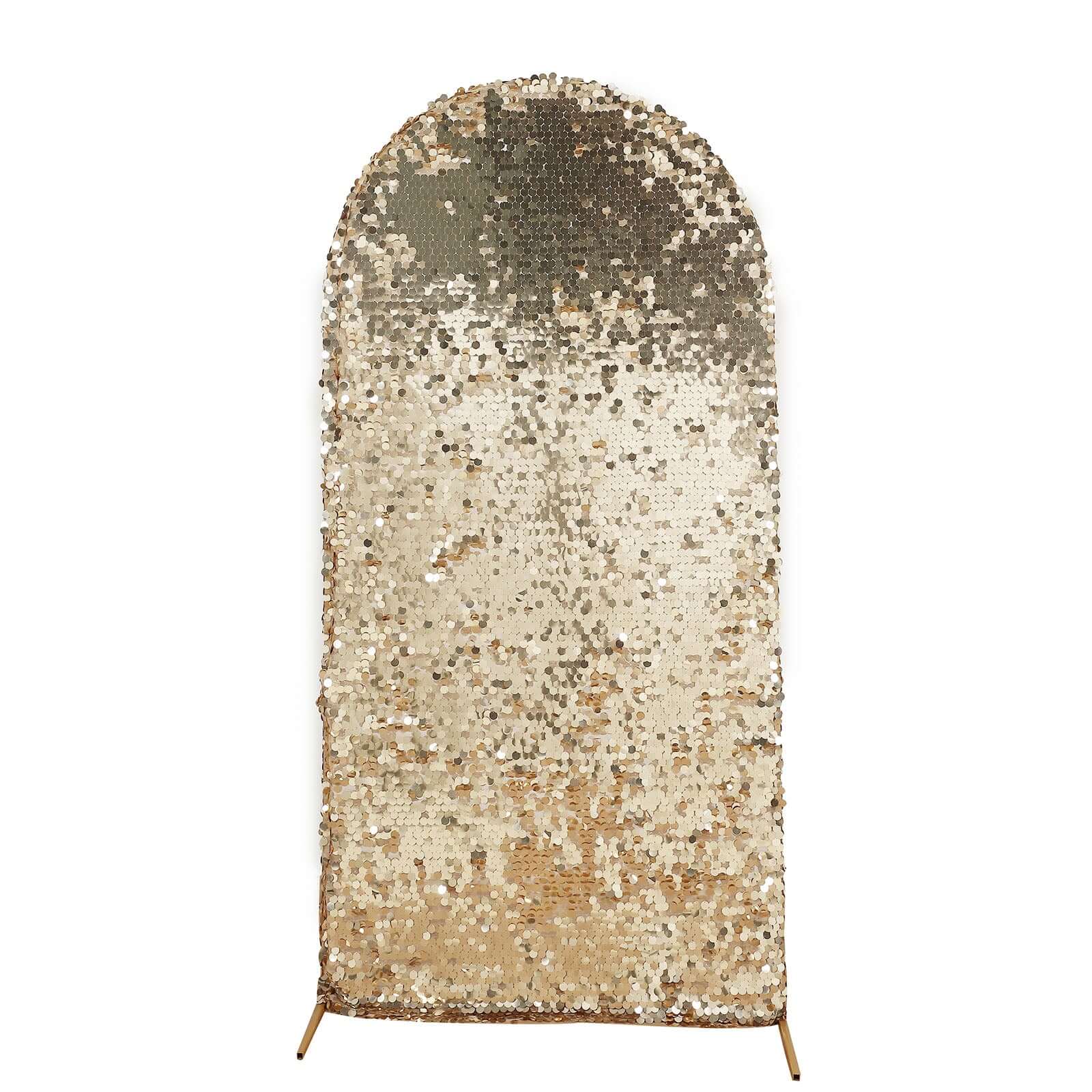 Get This 5ft Double-Sided Champagne Sparkly Sequin Cover for Your Round Top Wedding Arch