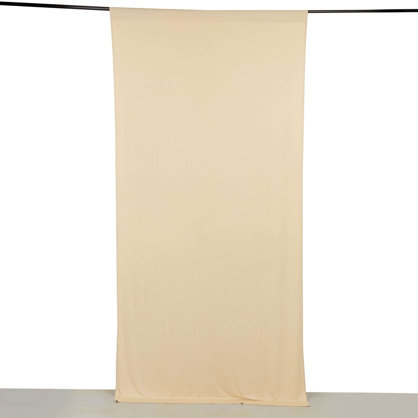 Beige Wrinkle-Free 4-Way Stretch Spandex Event Backdrop Drapes, 5ft x 10ft with Rod Pockets