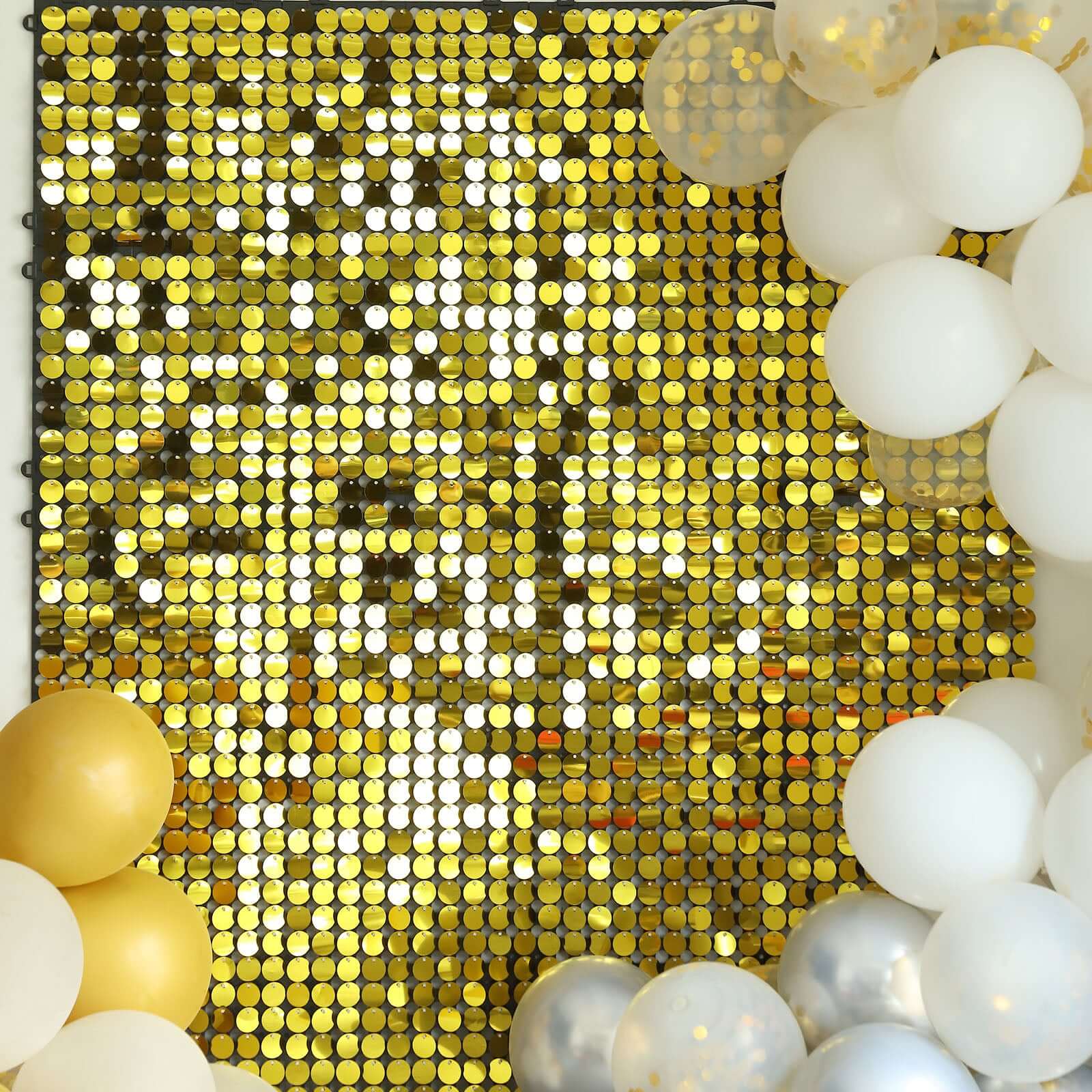 Hot Sale! 10-Panel Shiny Gold Round Sequin Shimmer Wall Party Photo Backdrop Decor