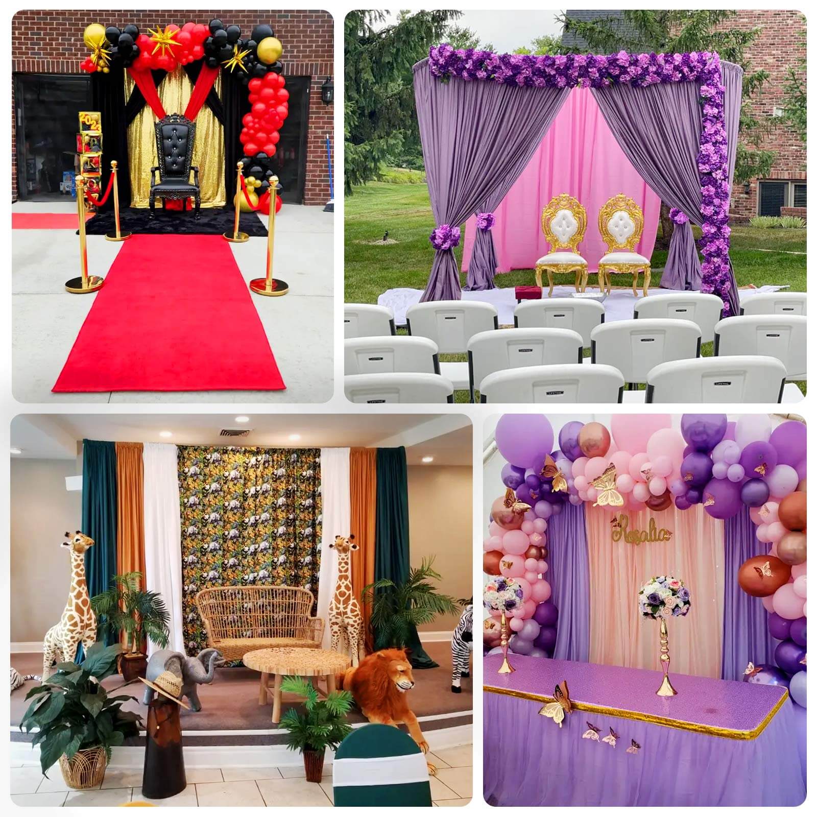 Special Offer! 2-Pack Purple Scuba Polyester Event Curtains, 10ftx10ft, Flame Resistant & Wrinkle Free