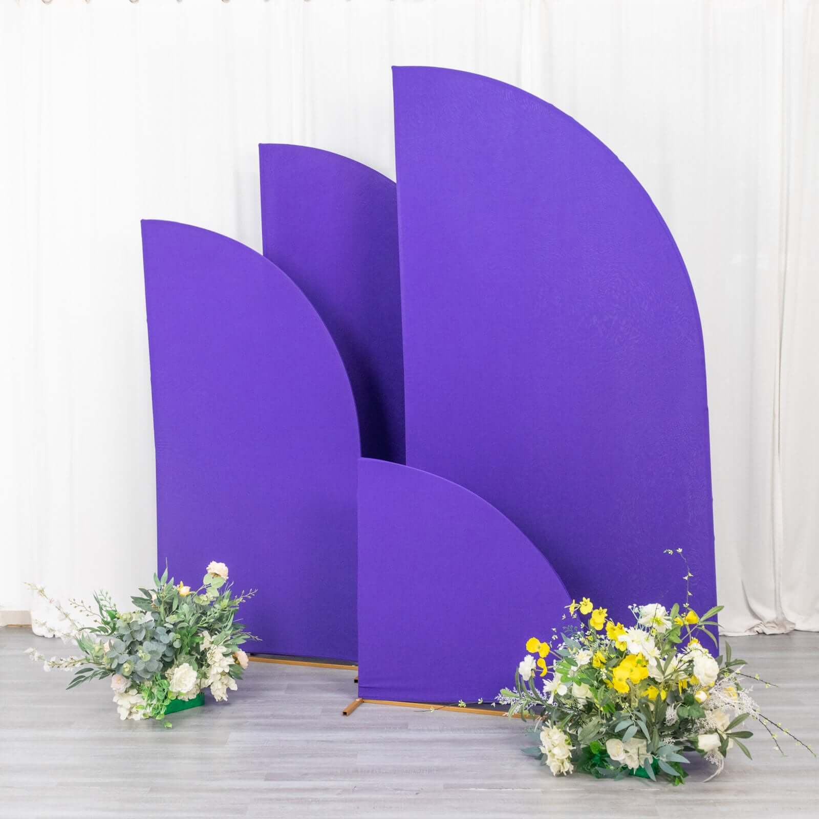 Custom-Fitted Set of 4 Matte Purple Spandex Half Moon Wedding Arch Backdrop Covers