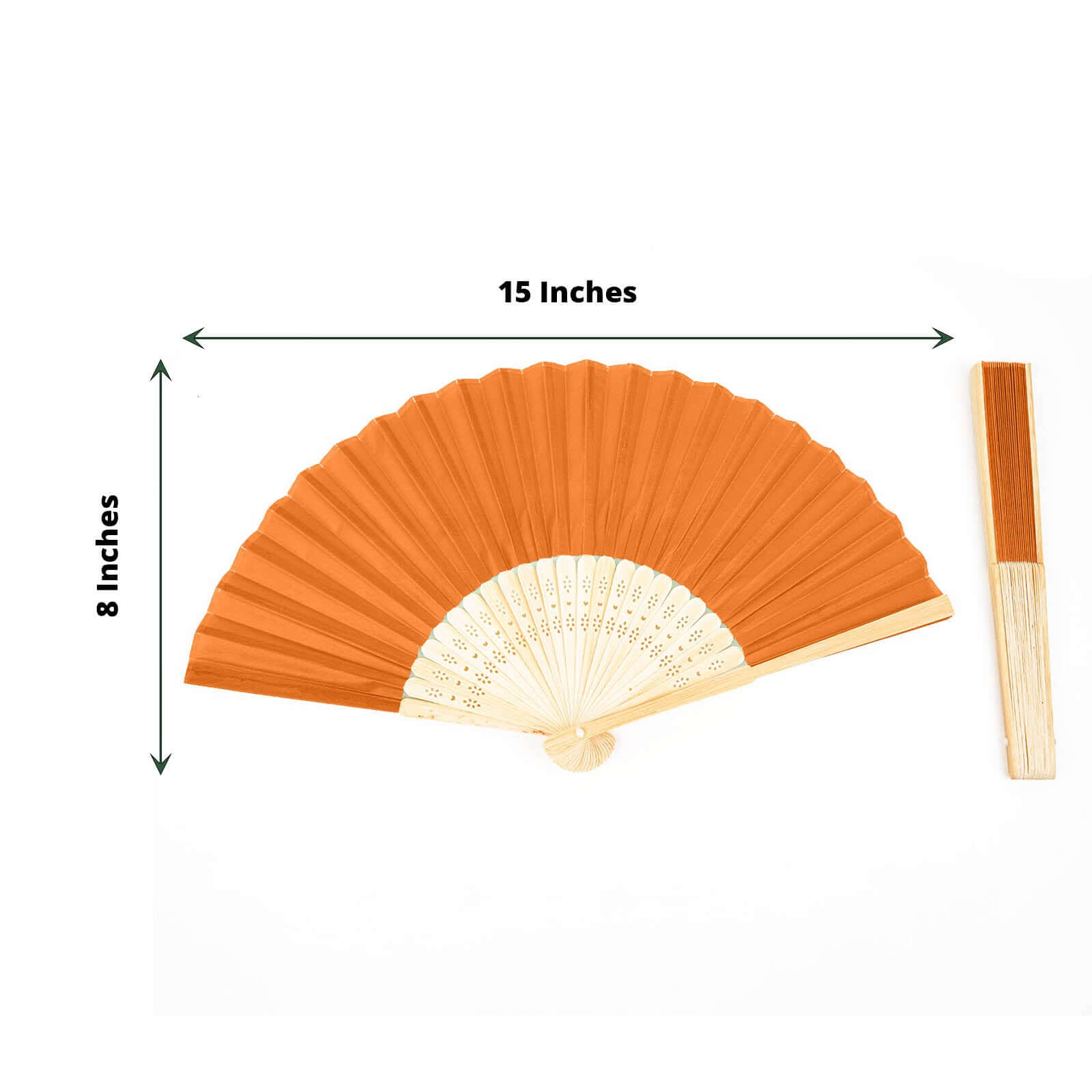 5-Piece Set of Orange Asian Silk Folding Fans for Party Decor and Gifts