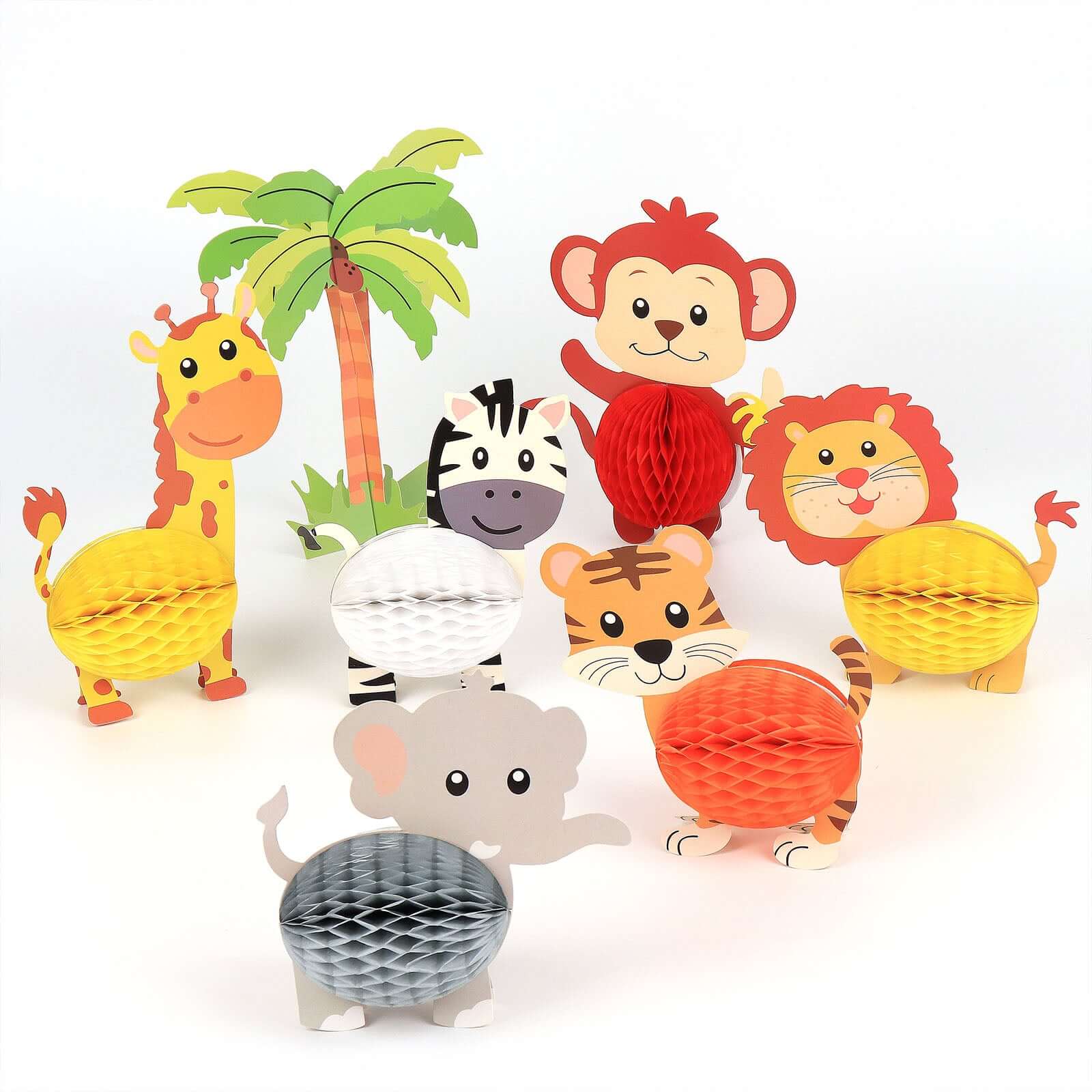 Hot Deal! Jungle Safari Animal 3D Honeycomb Tissue Table Scatters Decor Set