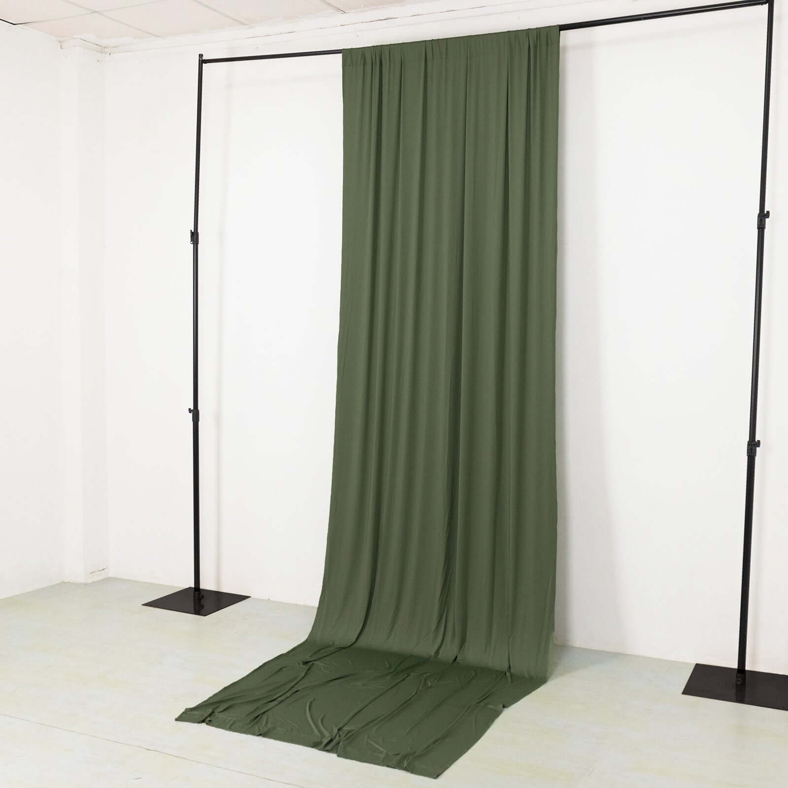 Wrinkle-Free Dusty Sage Green 4-Way Stretch Spandex Event Curtain Drapes, 5ftx14ft with Rod Pockets