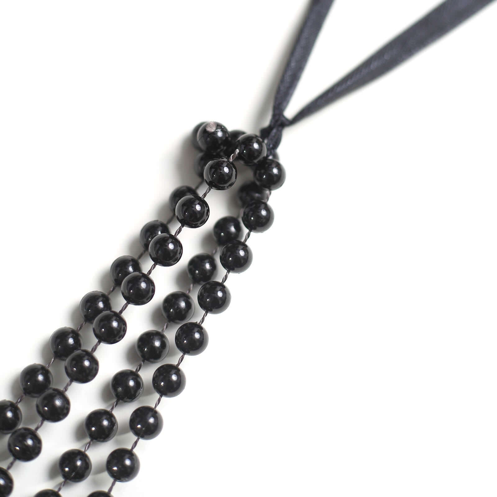 16-Foot Black Faux Pearl Beaded Chair Back Garland - Pre-Tied Gatsby Style for Chiavari Chairs