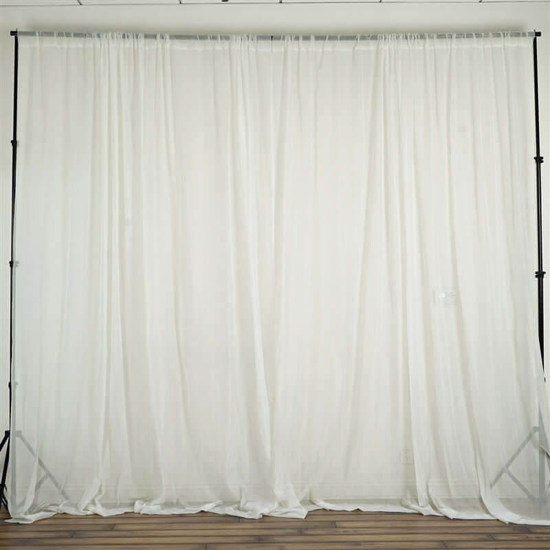 2-Pack Ivory Durable Flame-Resistant Chiffon Event Curtain Drapes, 10ftx10ft with Rod Pockets