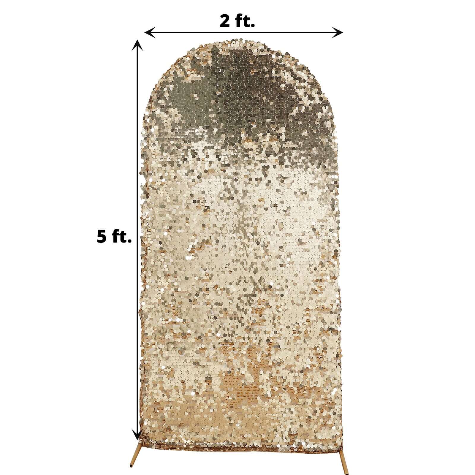 Get This 5ft Double-Sided Champagne Sparkly Sequin Cover for Your Round Top Wedding Arch