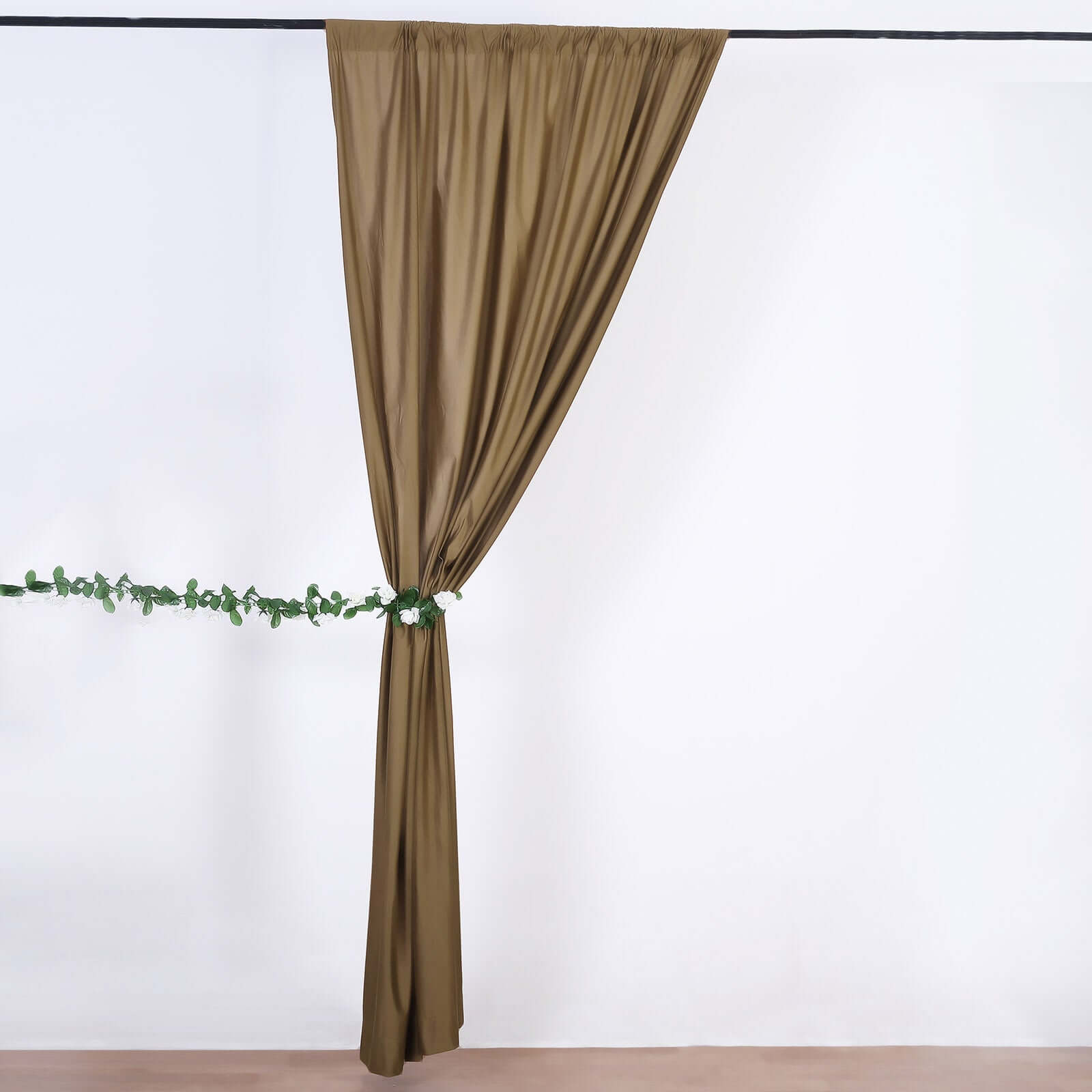 Hot Sale! 2-Pack Taupe Scuba Polyester Event Curtains - 10ftx10ft, Wrinkle-Free Flame-Resistant Backdrops