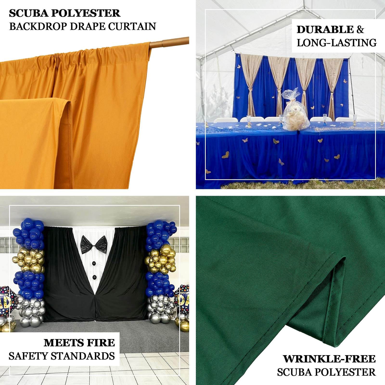 Hot Sale! Red Scuba Polyester Wrinkle-Free Event Curtain Drapes, Durable Flame Resistant Backdrop - 5ftx14ft