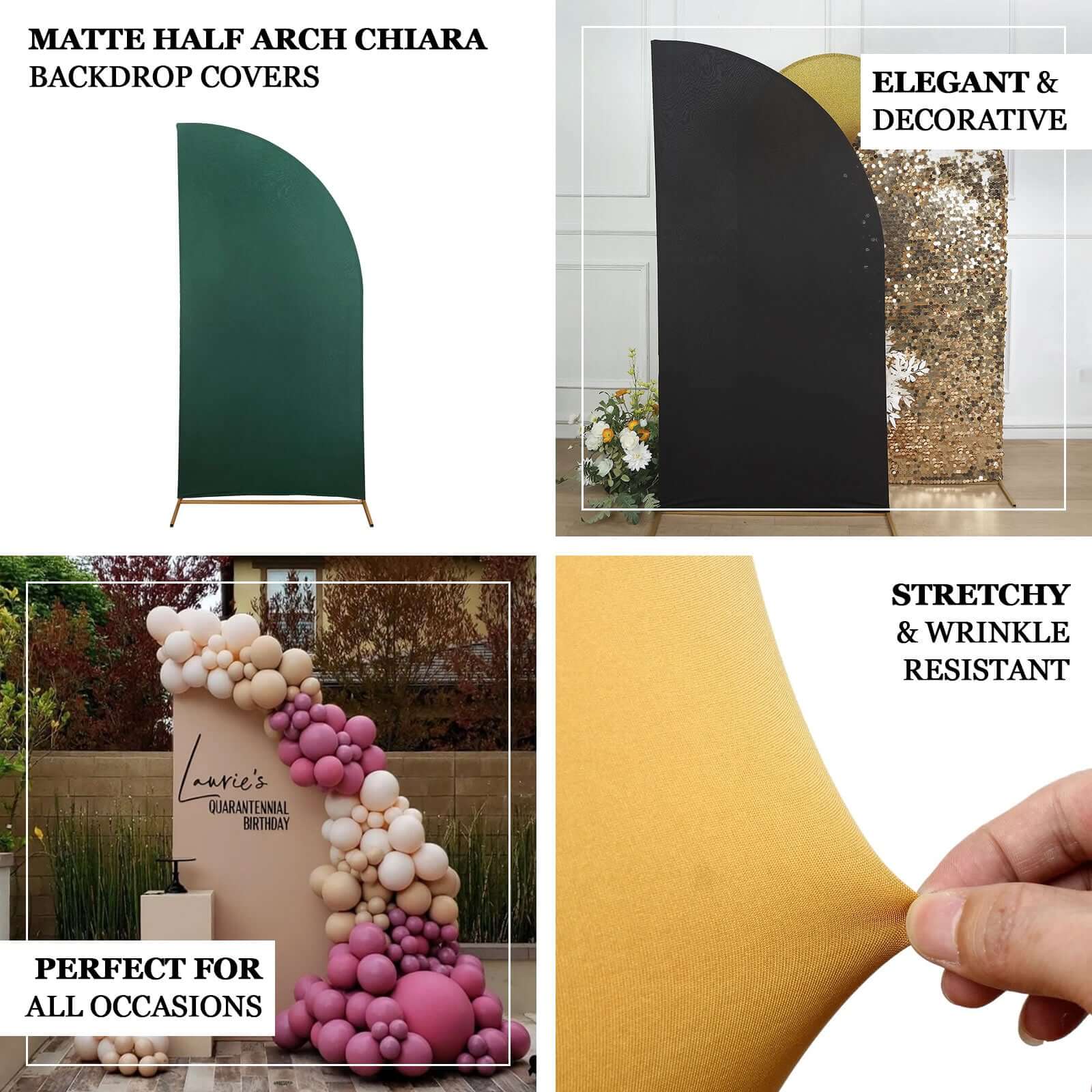 Customizable Set of 4 Dusty Rose Spandex Half - Moon Wedding Arch Backdrop Covers in Various Sizes