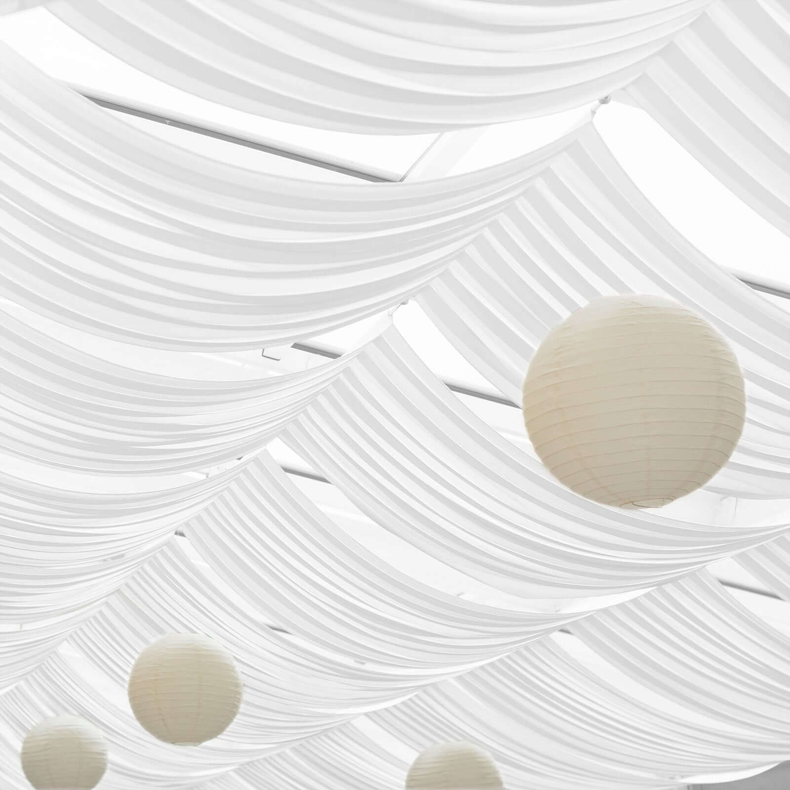 Fire-Retardant Wrinkle-Free White Scuba Polyester Ceiling Drape - 5ft x 20ft (Commercial Grade)