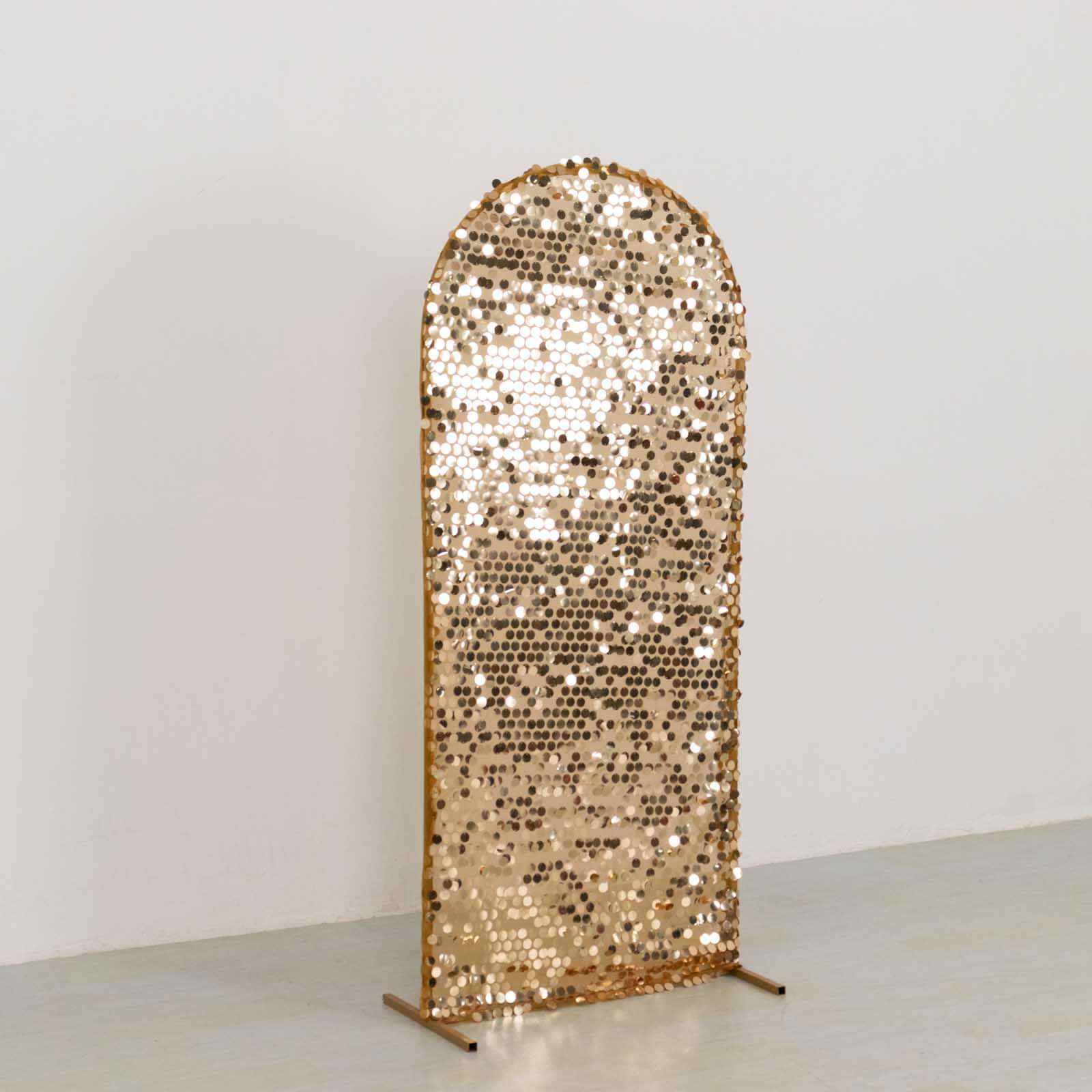 5ft Sparkling Gold Payette Sequin Fitted Cover for Round Top Wedding Arch Stand
