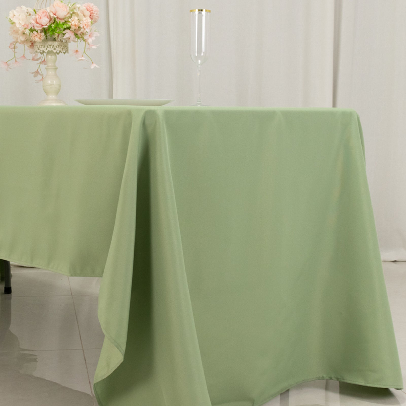 Hot! Sage Green 60x126 Polyester Rectangle Tablecloth - 220GSM Stain-Resistant
