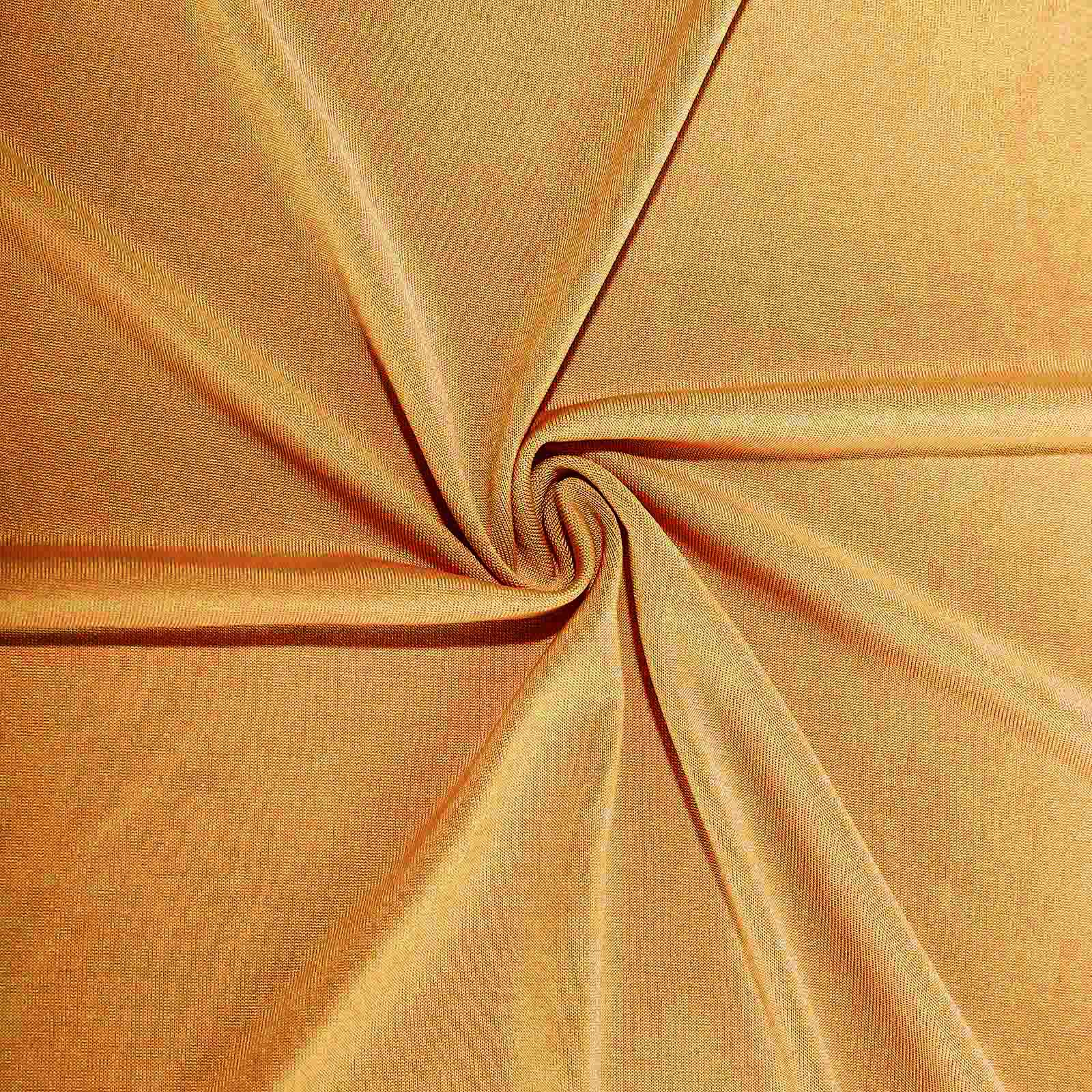 Wrinkle-Free Gold Spandex 4-Way Stretch Event Drapes with Rod Pockets - 5ft x 12ft