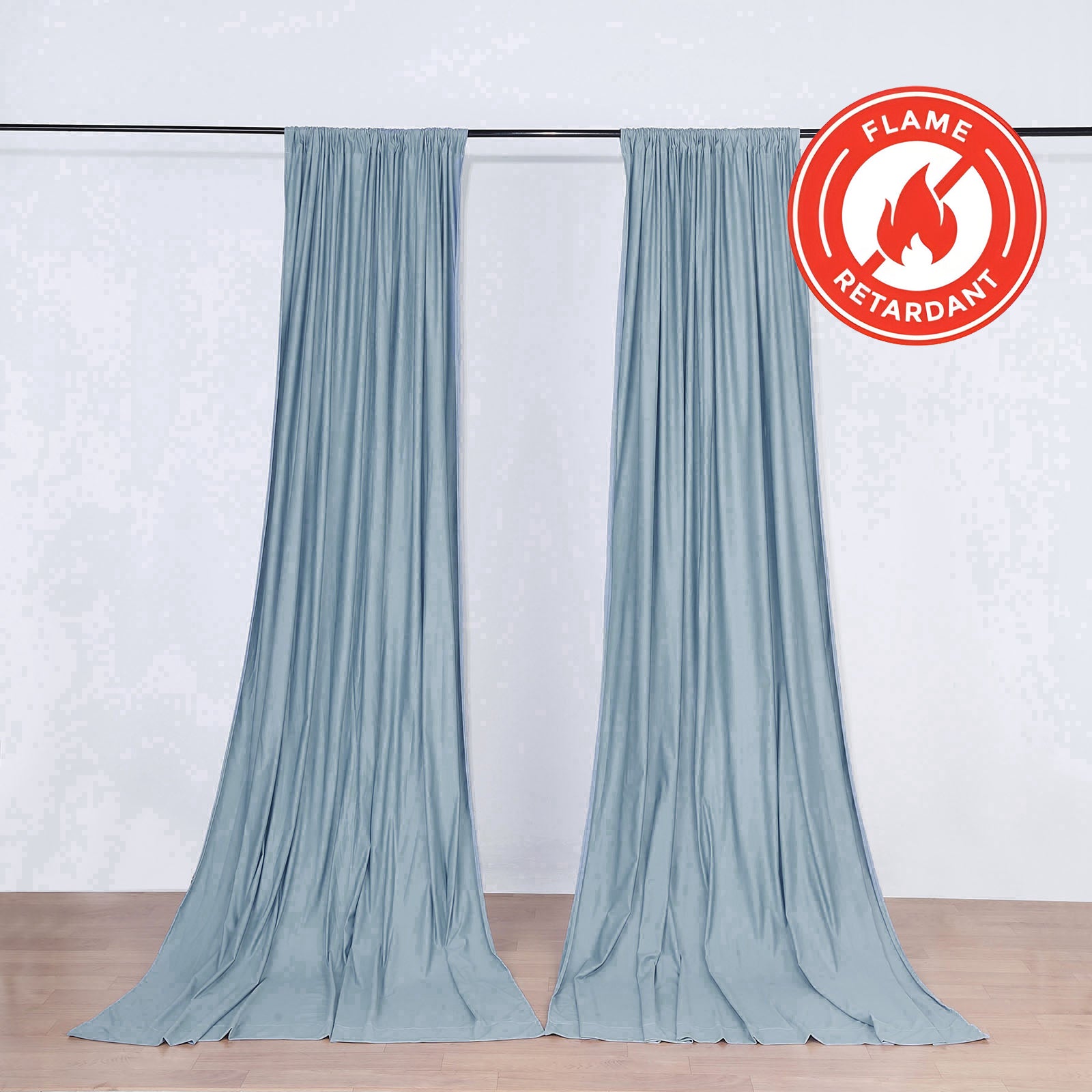 Hot Sale! 2 Pack 10ftx10ft Dusty Blue Scuba Polyester Wrinkle-Free Flame-Resistant Event Curtain Drapes with Rod Pockets