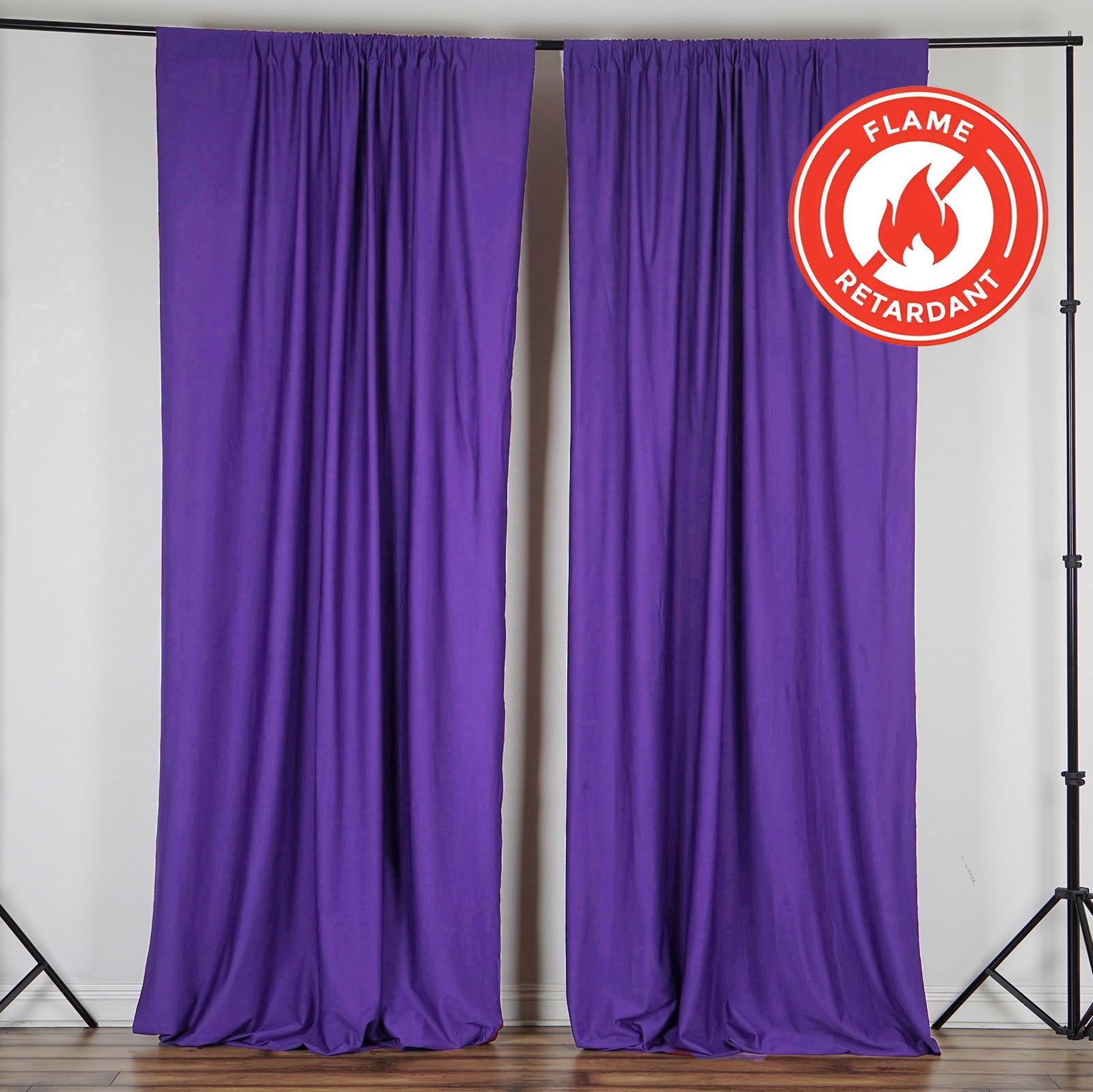 Special Offer! 2-Pack Purple Scuba Polyester Event Curtains, 10ftx10ft, Flame Resistant & Wrinkle Free