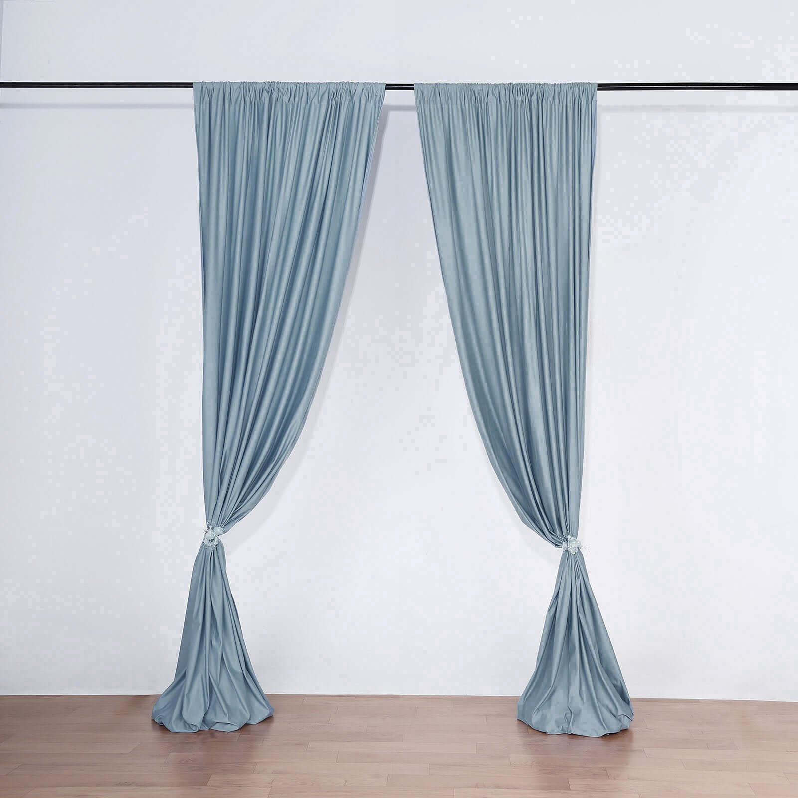 Hot Sale! 2 Pack 10ftx10ft Dusty Blue Scuba Polyester Wrinkle-Free Flame-Resistant Event Curtain Drapes with Rod Pockets