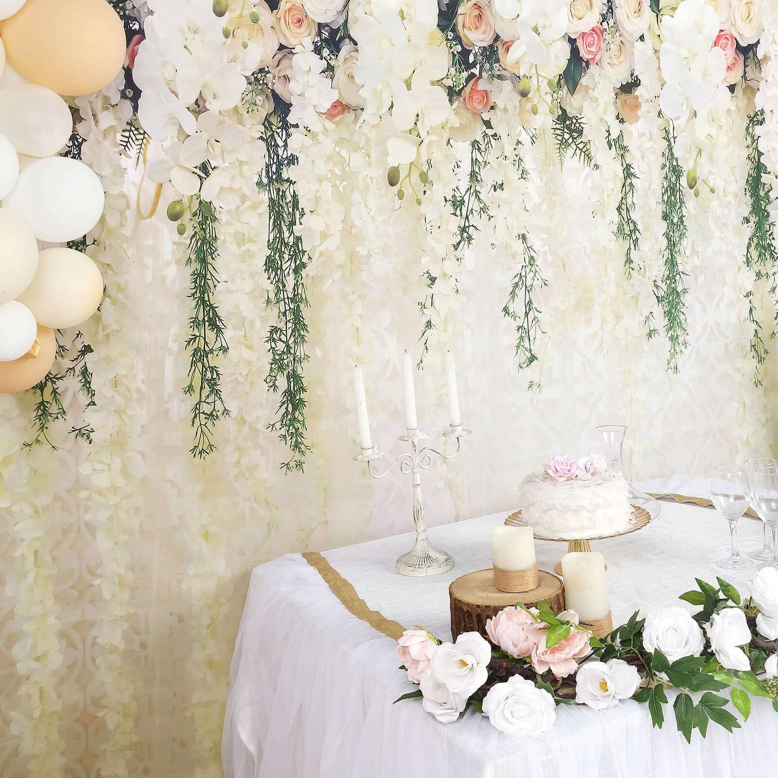 8ft x 8ft Lightweight Vinyl Photography Backdrop with White Rose and Floral Print
