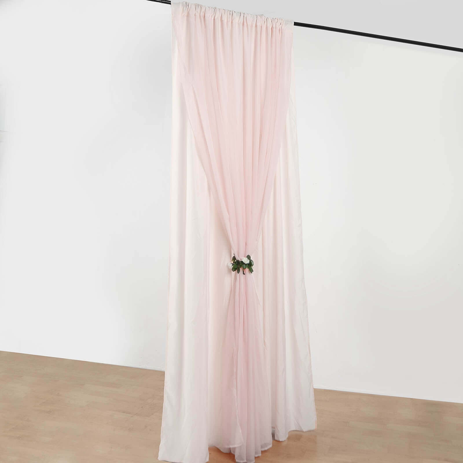 Hot Sale! 10ftx10ft Blush Dual - Layer Chiffon & Polyester Event Curtain Drapes with Rod Pockets