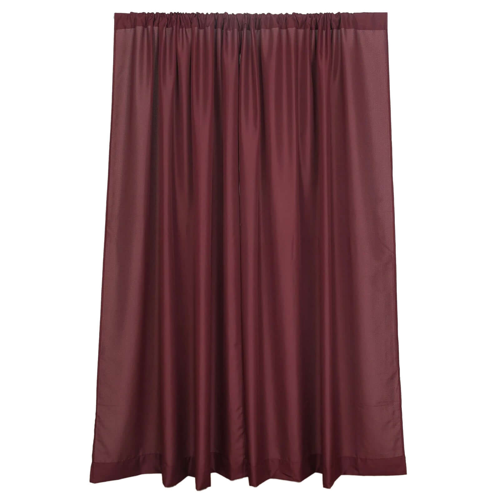 Special Offer! 2-Pack Burgundy Polyester Event Backdrop Curtains, 10ft x 8ft with Rod Pockets, 130 GSM