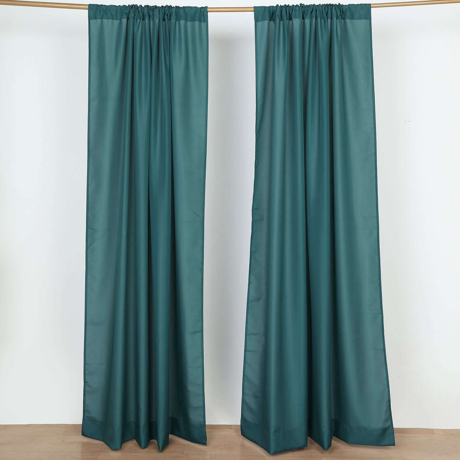 2-Pack 10ftx8ft Peacock Teal Polyester Event Drapes with Rod Pockets, 130 GSM