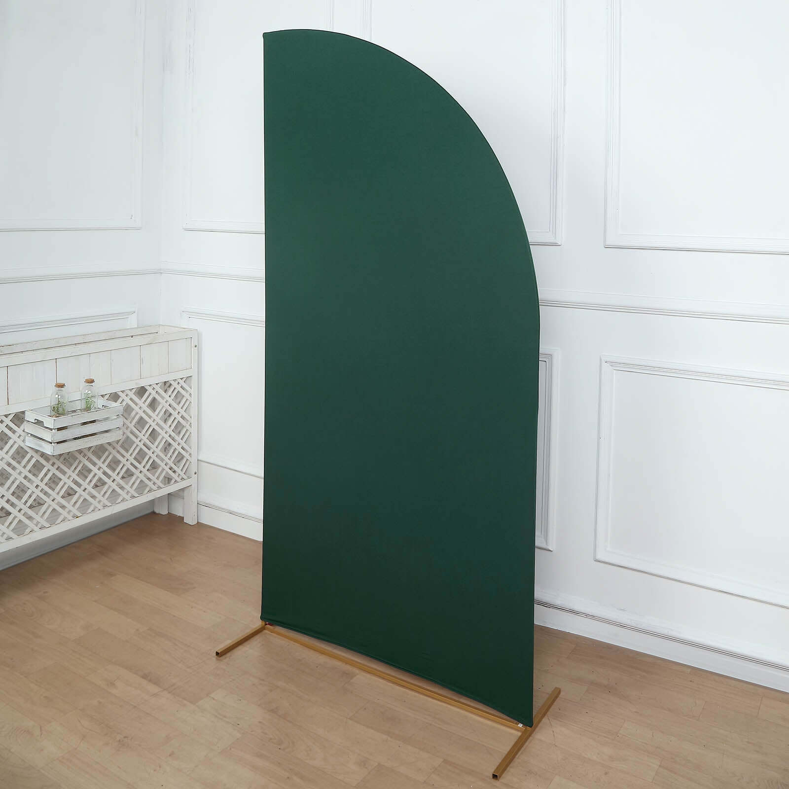 Custom Fitted 7ft Matte Hunter Emerald Green Spandex Half Moon Chiara Wedding Arch Backdrop Cover