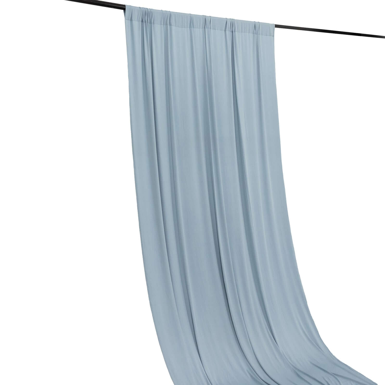 Hot Deal! Dusty Blue 4-Way Stretch Spandex Event Backdrop Curtain with Rod Pockets, 5ft x 16ft, Wrinkle-Free