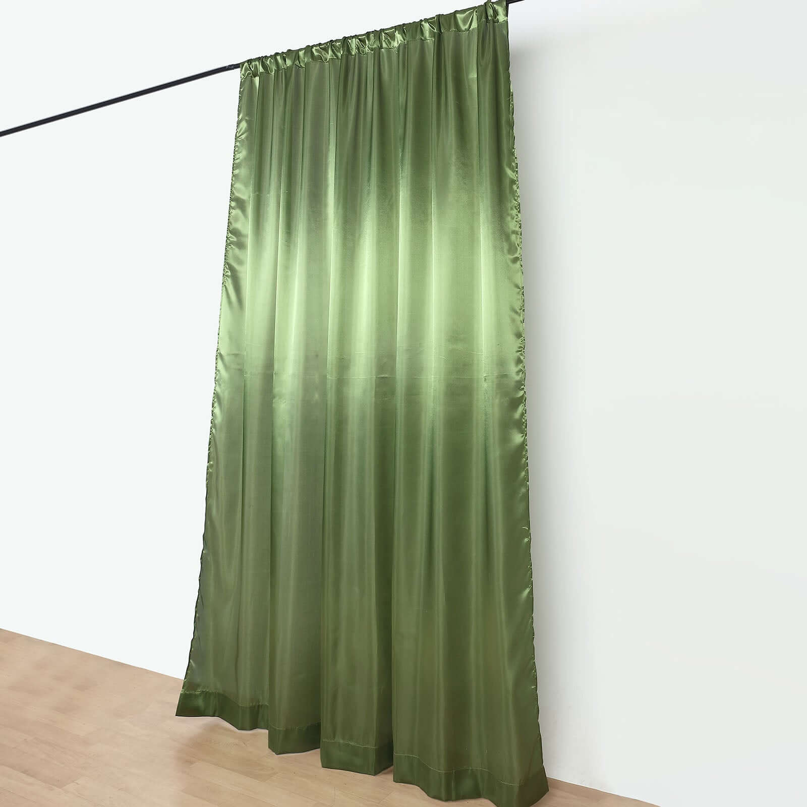 8ft x 10ft Olive Green Satin Event Backdrop Drapes for Various Occasions