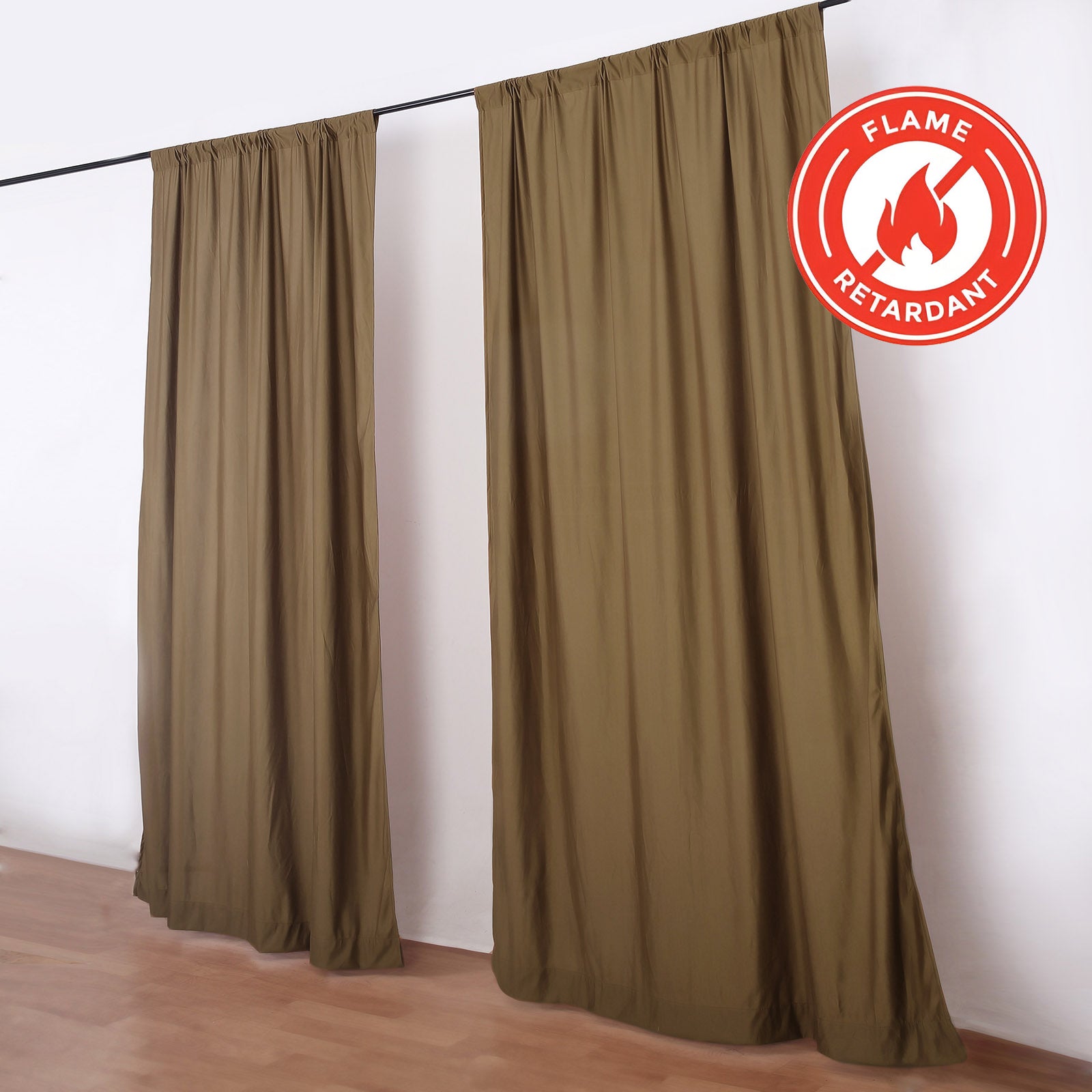 Hot Sale! 2-Pack Taupe Scuba Polyester Event Curtains - 10ftx10ft, Wrinkle-Free Flame-Resistant Backdrops