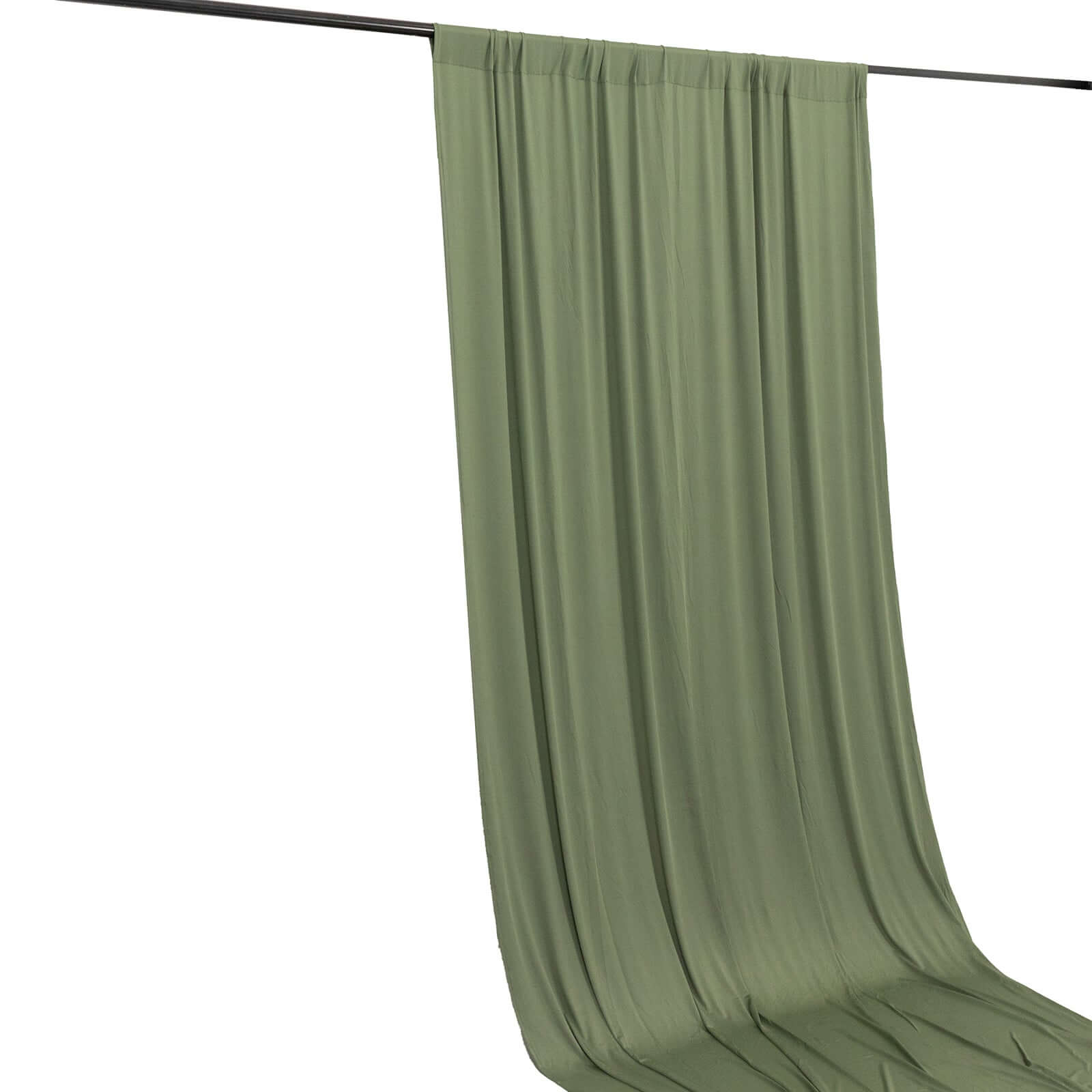 Wrinkle-Free Dusty Sage Green 4-Way Stretch Spandex Event Curtain Drapes, 5ftx14ft with Rod Pockets