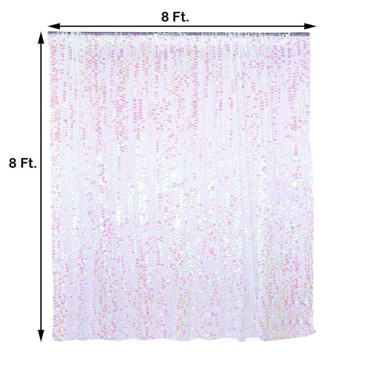8ft by 8ft Iridescent Payette Big Sequin Event Drapes for Backdrop