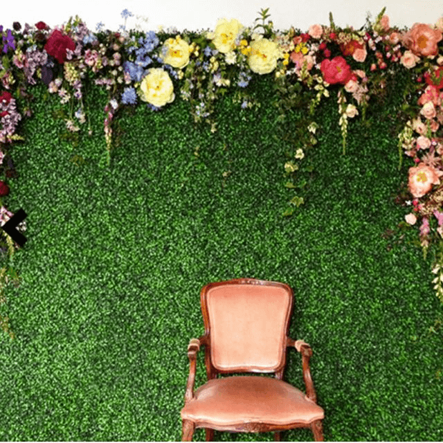 11 Sq ft. Dark Green Artificial Boxwood Hedge Garden Wall Backdrop Mat - Set of 4 Panels