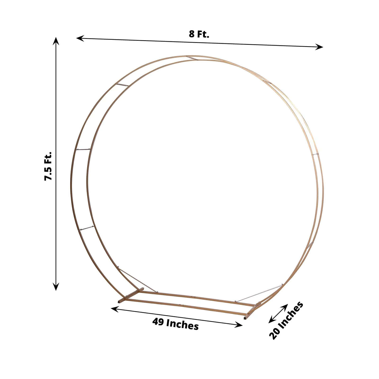 7.5ft Heavy Duty Gold Double Hoop Metal Wedding Arbor - Ideal for Floral & Balloon Decor