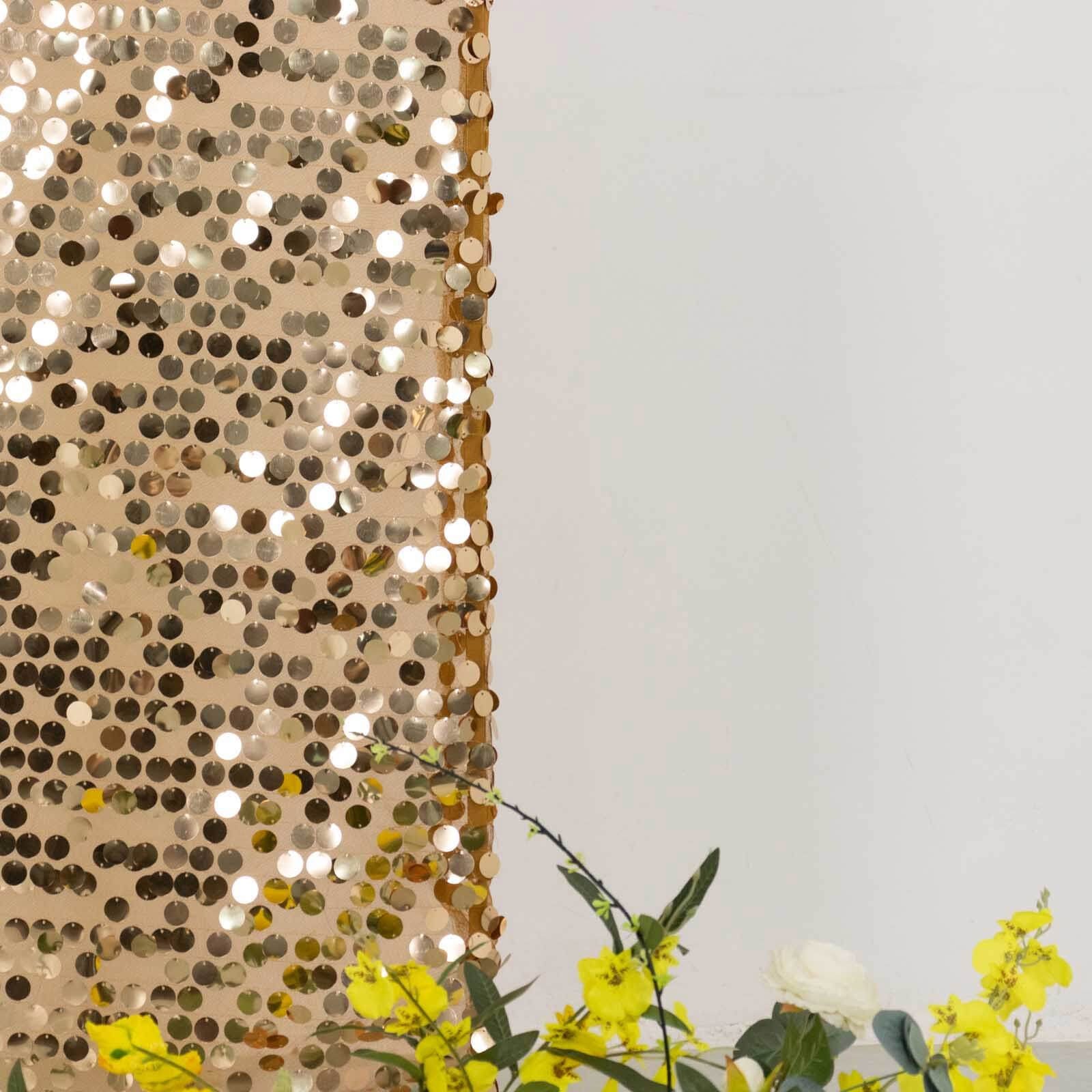 5ft Sparkling Gold Payette Sequin Fitted Cover for Round Top Wedding Arch Stand