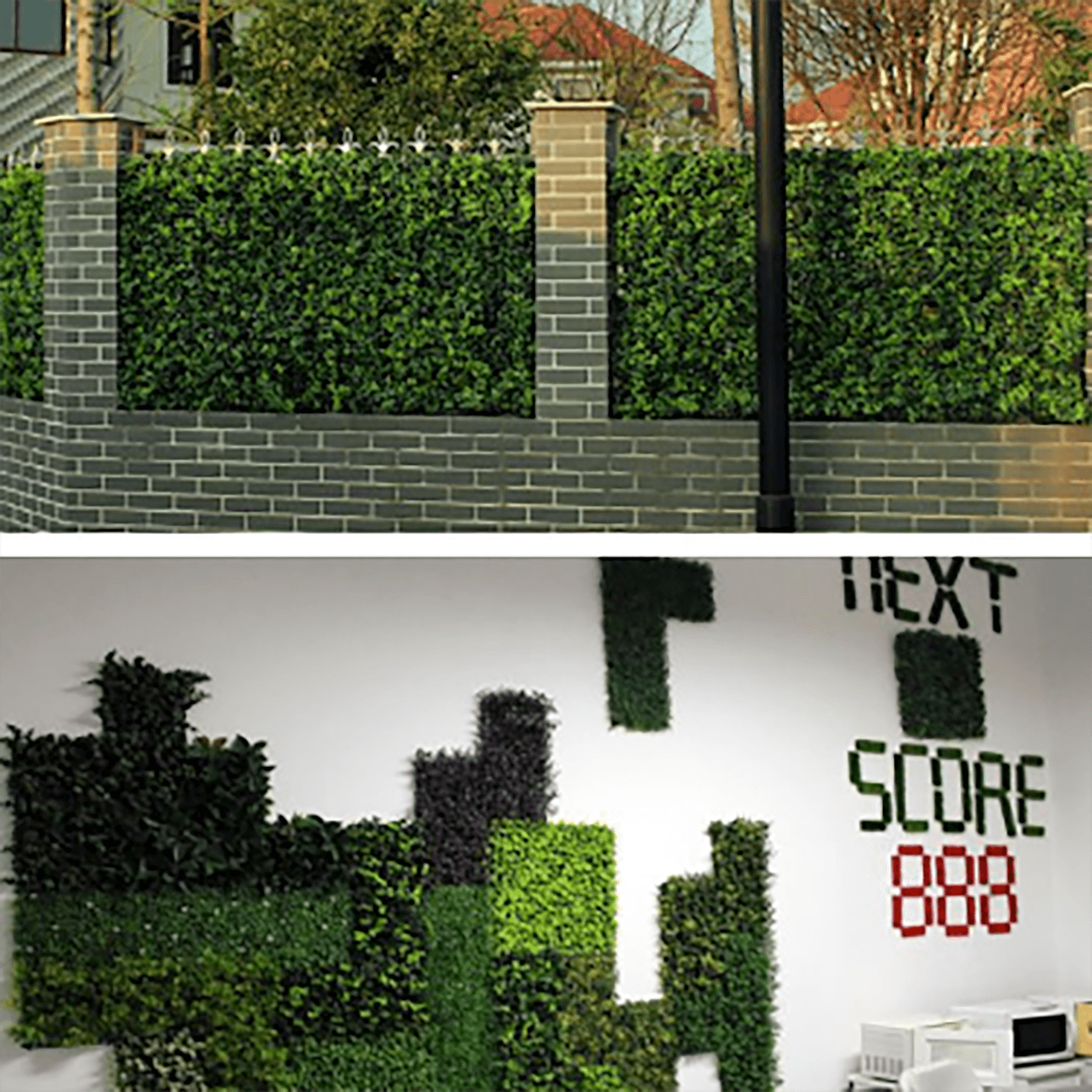 11 Sq ft. Dark Green Artificial Boxwood Hedge Garden Wall Backdrop Mat - Set of 4 Panels