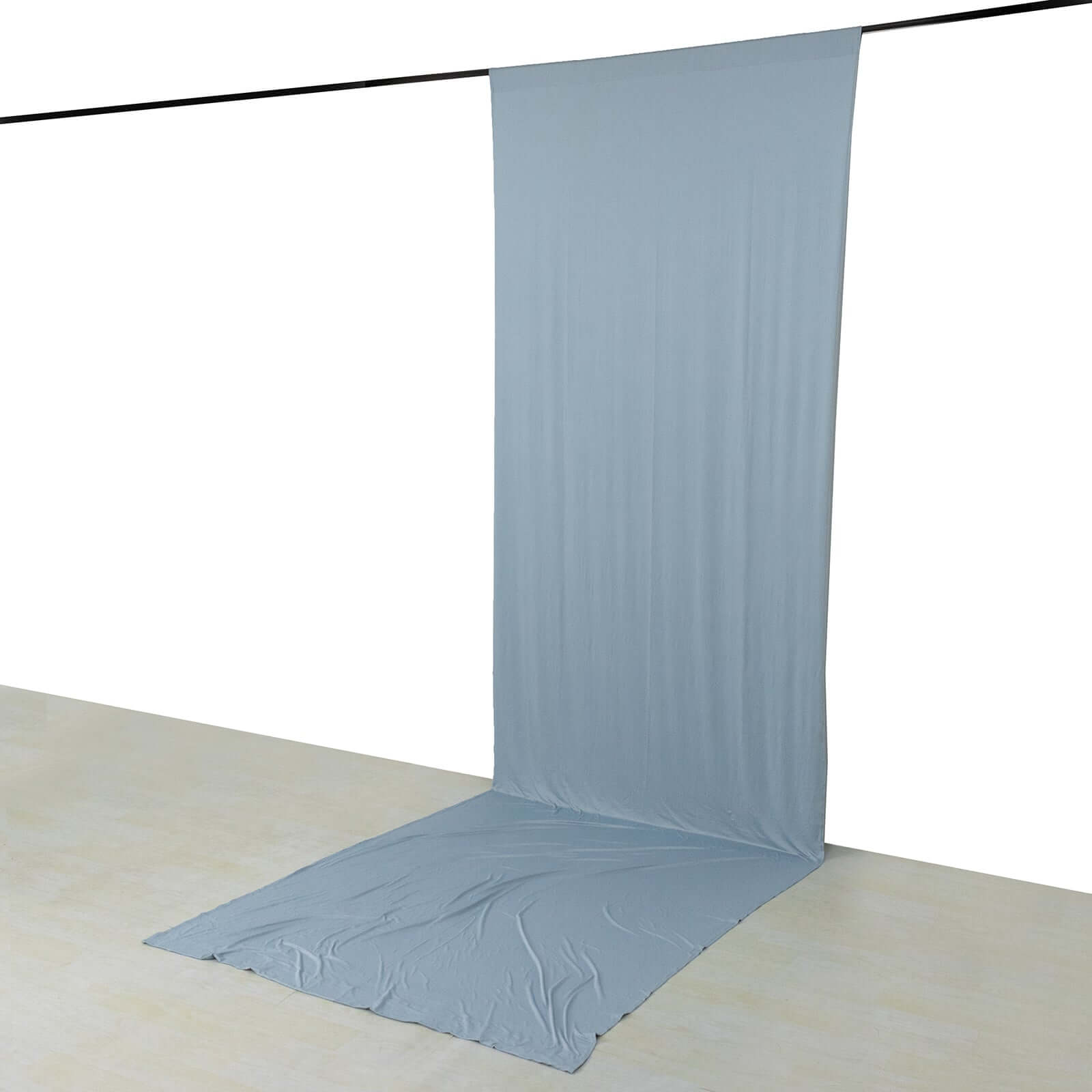 Hot Deal! Dusty Blue 4-Way Stretch Spandex Event Backdrop Curtain with Rod Pockets, 5ft x 16ft, Wrinkle-Free