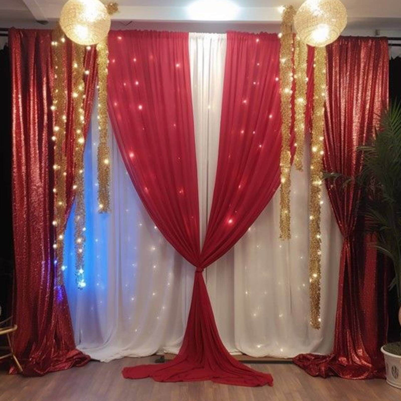 Hot Sale! 2 Pack 8ftx2ft Red Sequin Event Curtain Drapes with Rod Pockets for Stunning Backdrops