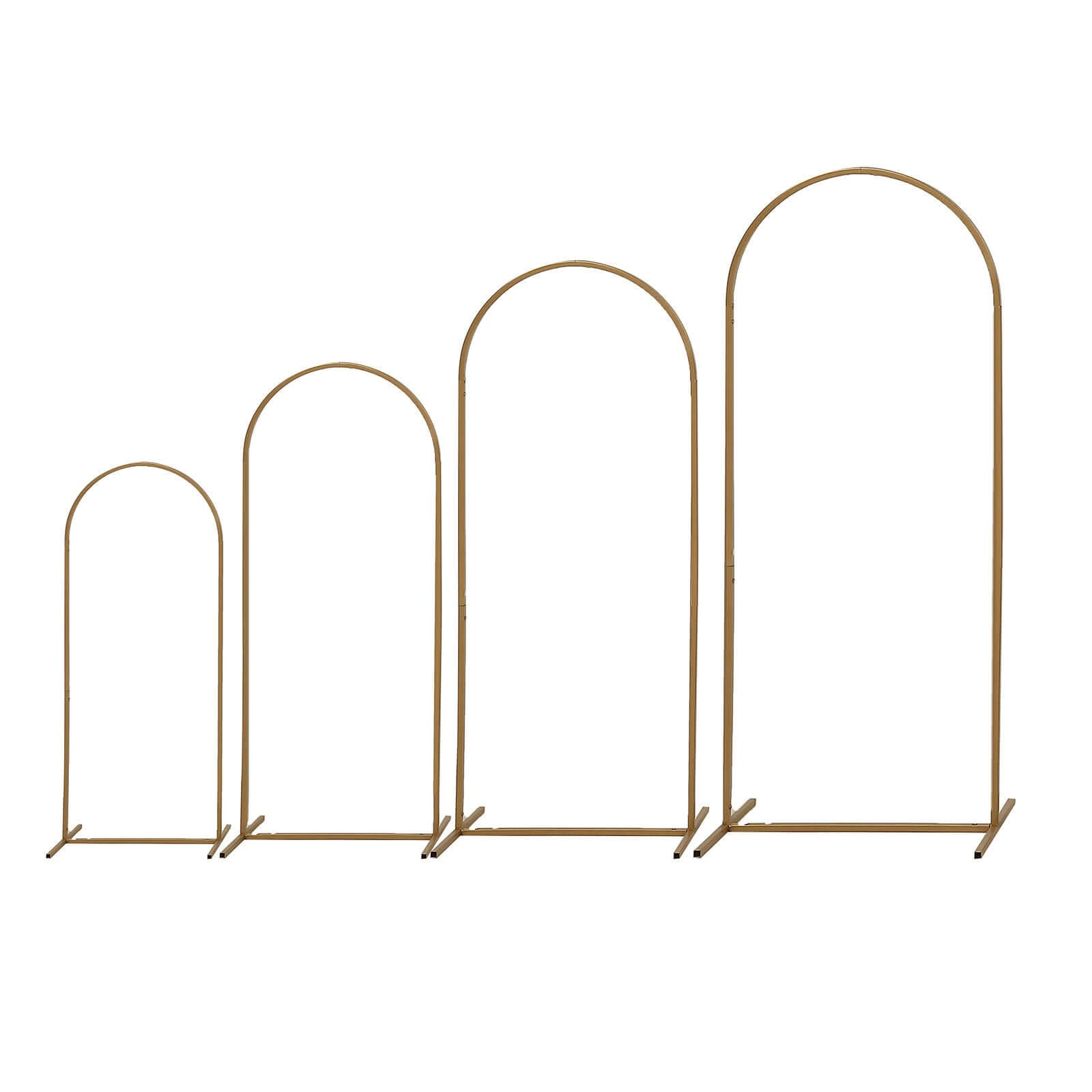 4-Piece Gold Metal Wedding Arch Backdrop Stand Set with Round Top for Floral Display