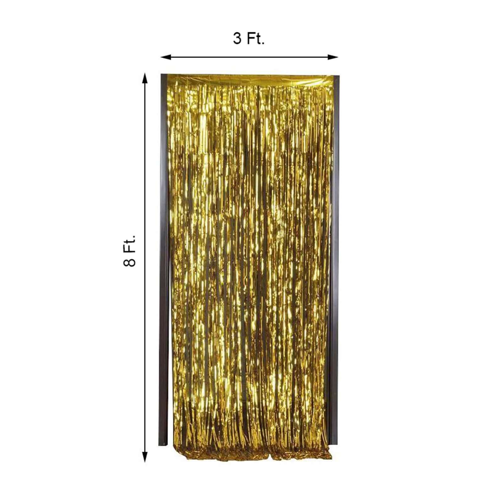 8ft Gold Metallic Foil Fringe Curtain - Ideal Party Backdrop