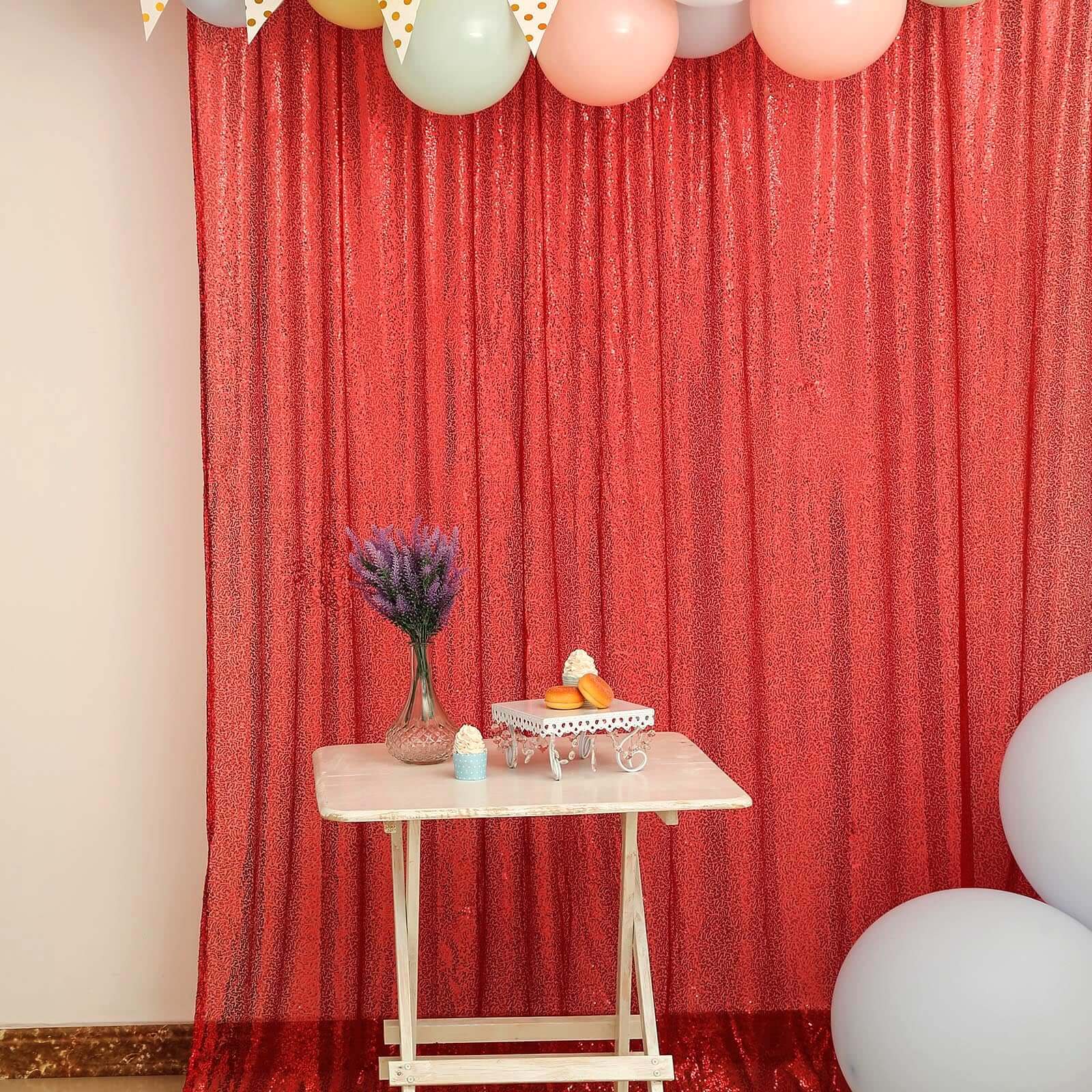 Hot Sale! 8ft by 8ft Red Sequin Event Curtain Drapes for Stunning Backdrops