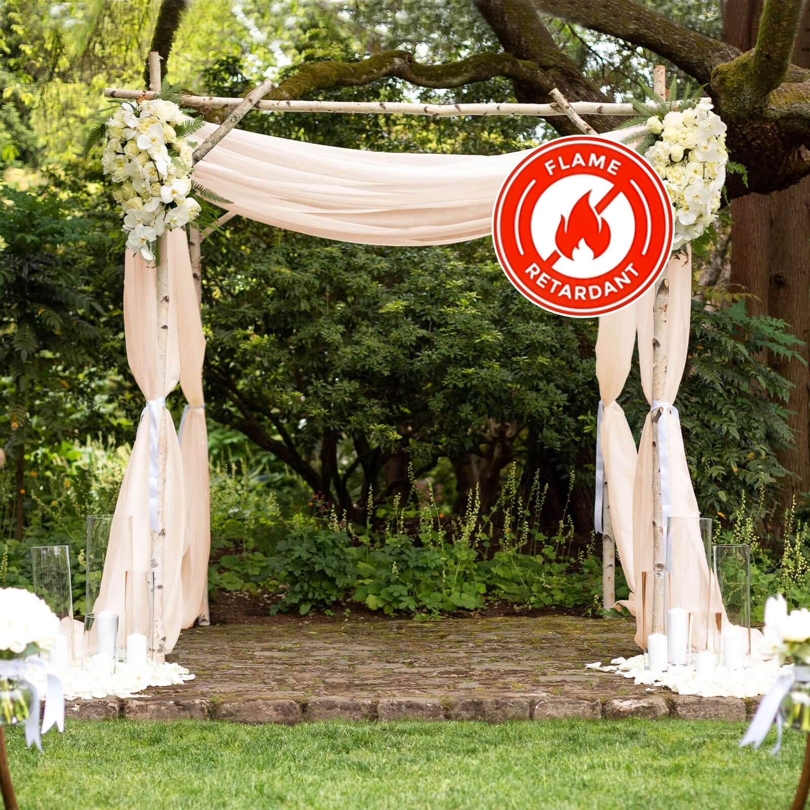 Limited-Time Offer! 5ft x 14ft Premium Nude Chiffon Flame-Resistant Curtain Panel with Rod Pocket