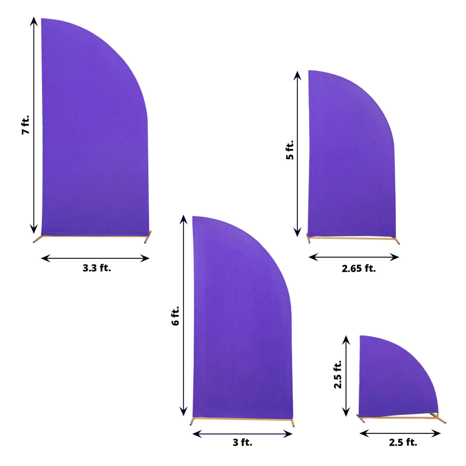 Custom-Fitted Set of 4 Matte Purple Spandex Half Moon Wedding Arch Backdrop Covers