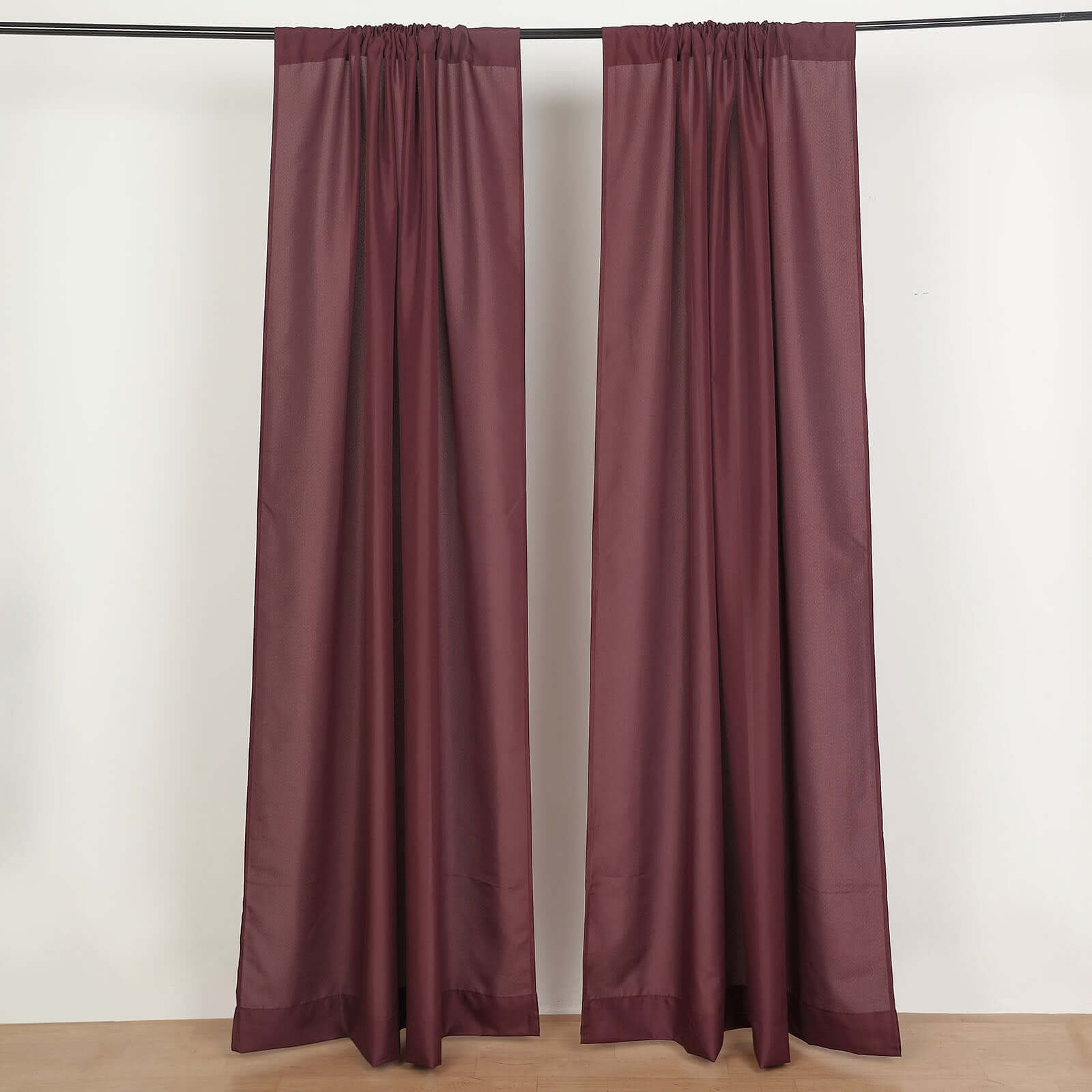 Special Offer! 2-Pack Burgundy Polyester Event Backdrop Curtains, 10ft x 8ft with Rod Pockets, 130 GSM