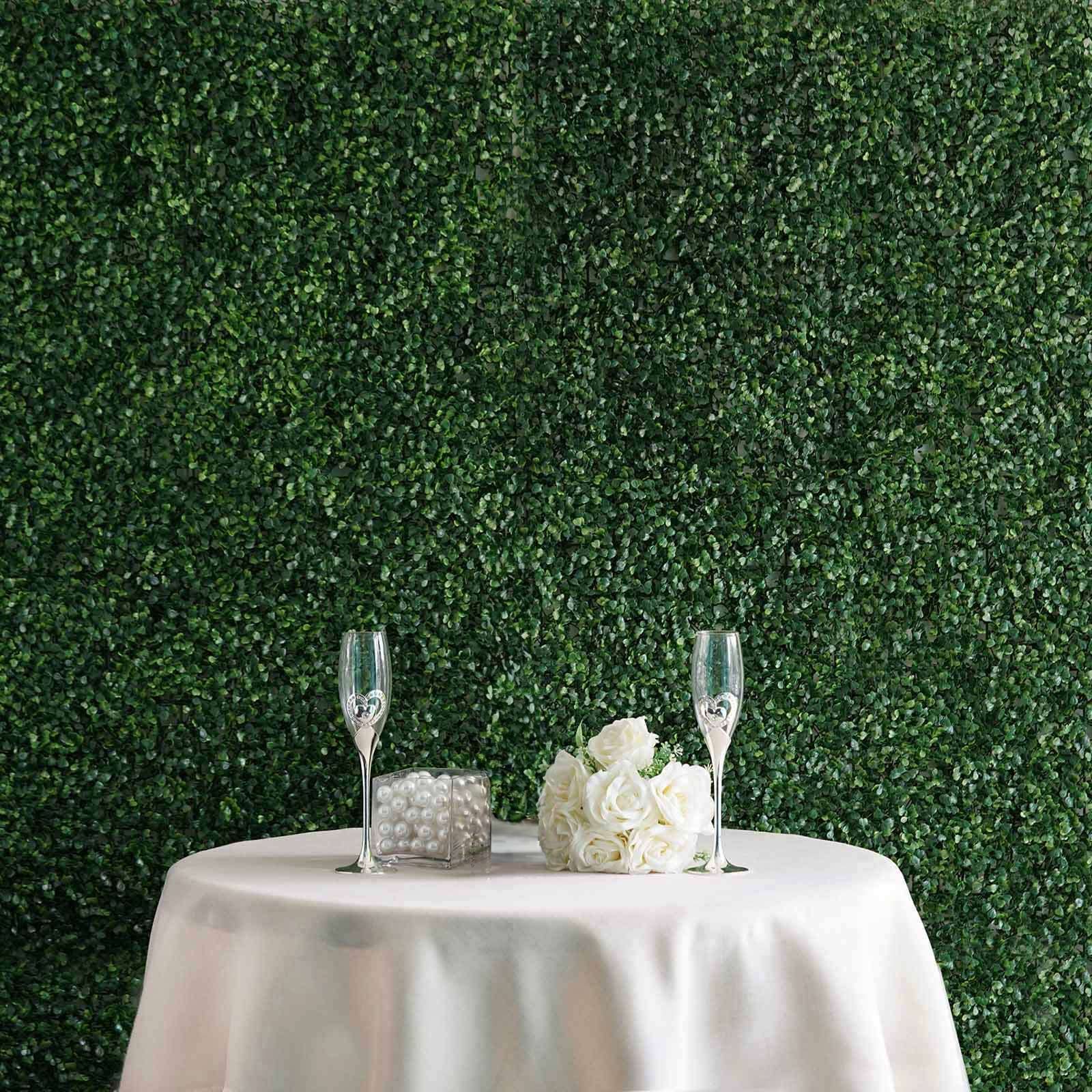 11 Sq ft. Dark Green Artificial Boxwood Hedge Garden Wall Backdrop Mat - Set of 4 Panels