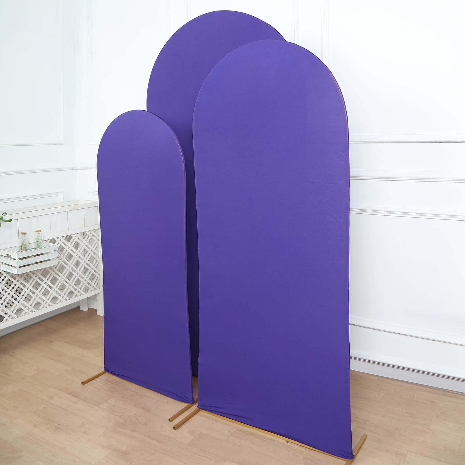 Hot! 3-Piece Matte Purple Spandex Fitted Covers for Round Top Chiara Wedding Arch (5ft, 6ft, 7ft)