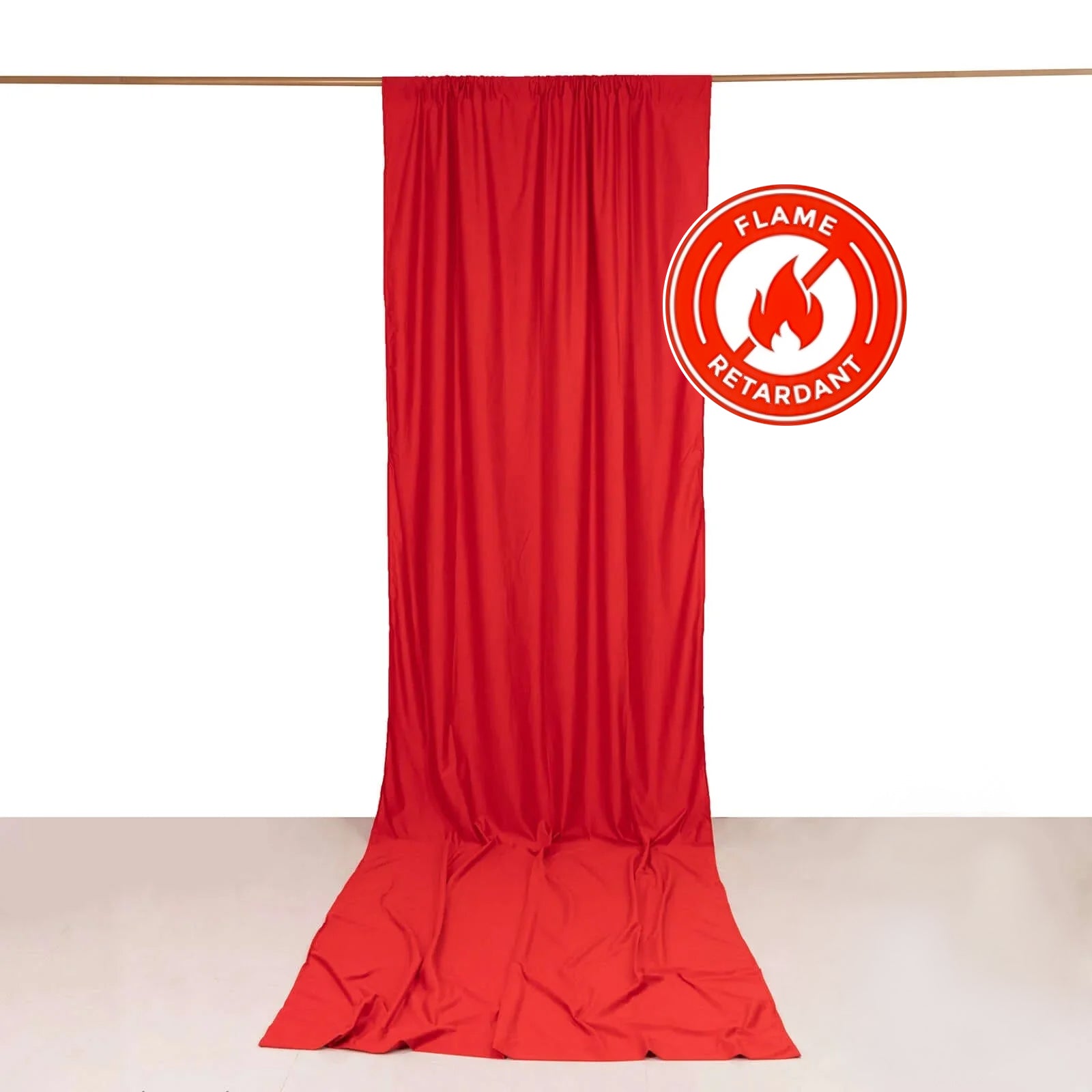 Hot Sale! Red Scuba Polyester Wrinkle-Free Event Curtain Drapes, Durable Flame Resistant Backdrop - 5ftx14ft