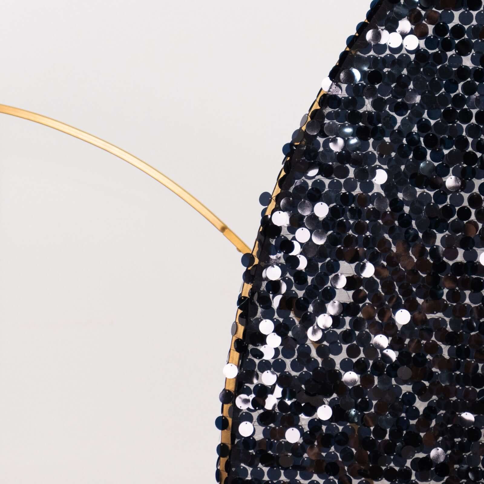 Hot Sale! 6ft Black Double-Sided Payette Sequin Wedding Arch Cover for Half Moon Backdrop Stand