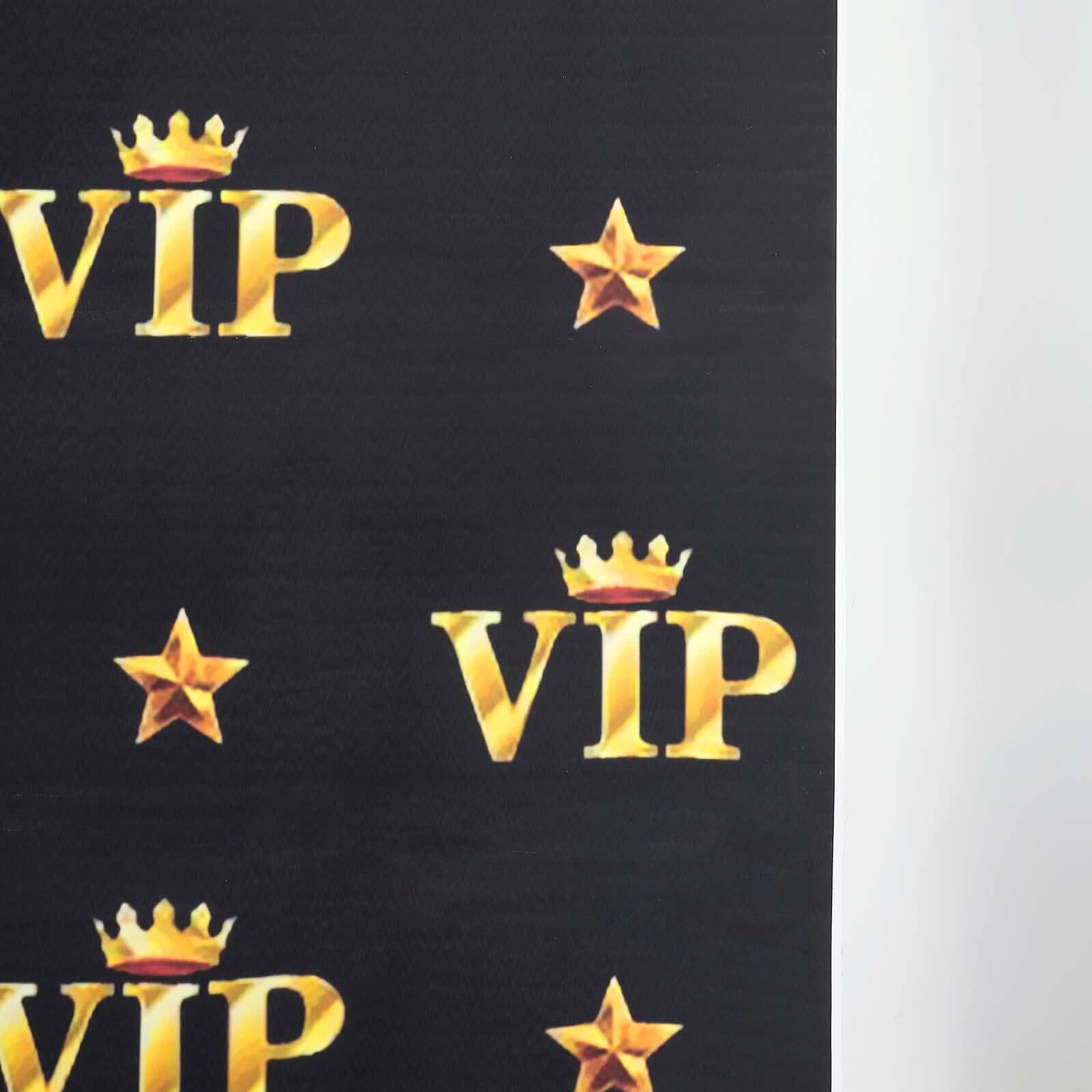 Hot Sale! 8ft x 8ft Hollywood-Style Vinyl Photography Backdrop with Gold Crown Star Design in Black & Gold